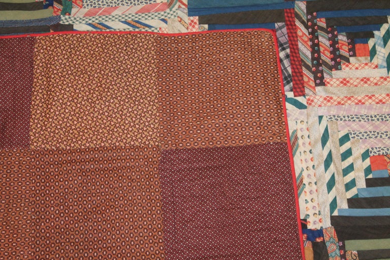 Antique Quilt Wool Barn Raising Log Cabin Quilt at 1stDibs