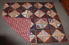 Antique Quilt, Wool Challis Log Cabin Quilt