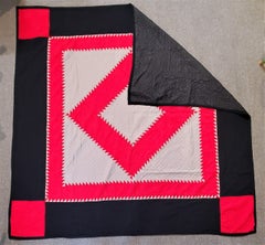 Antique Quilt, Wool Saw Tooth Diamond in a Square