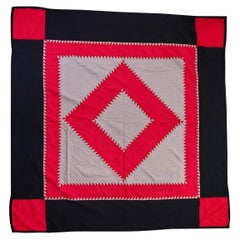 Antique Quilt, Wool Saw Tooth Diamond in a Square