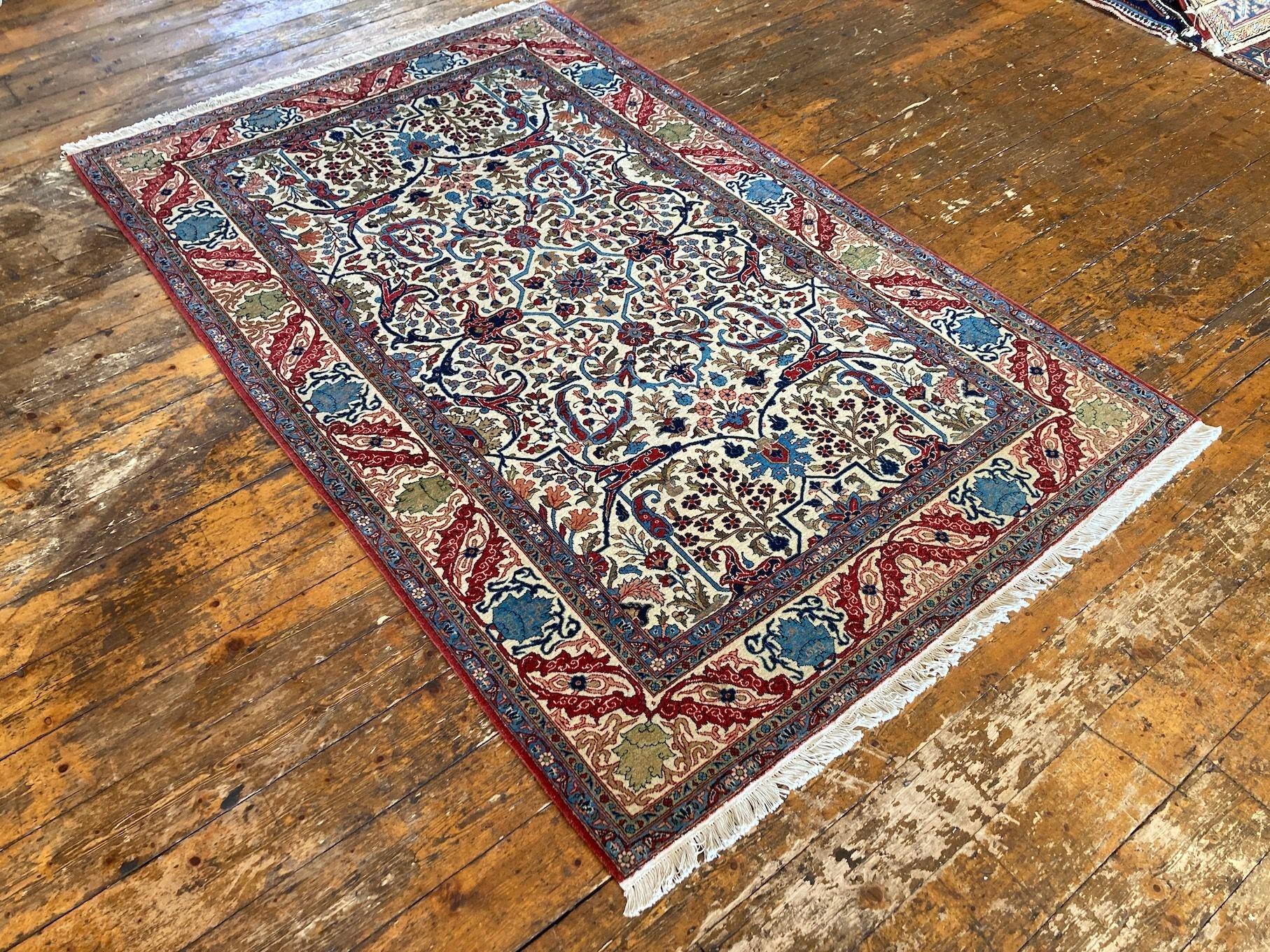 Early 20th Century Antique Qum Rug 2.10m x 1.36m For Sale