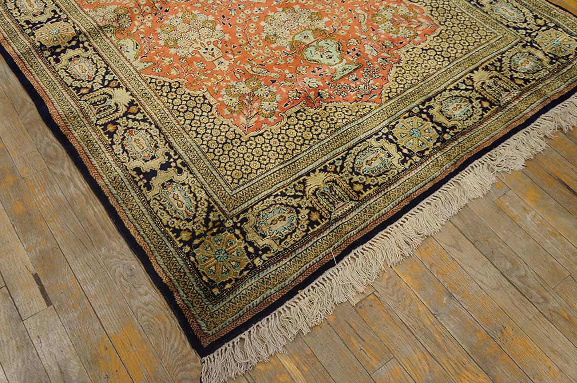 Persian Antique Qum Silk Rug 4' 6'' x 7' 6''. For Sale