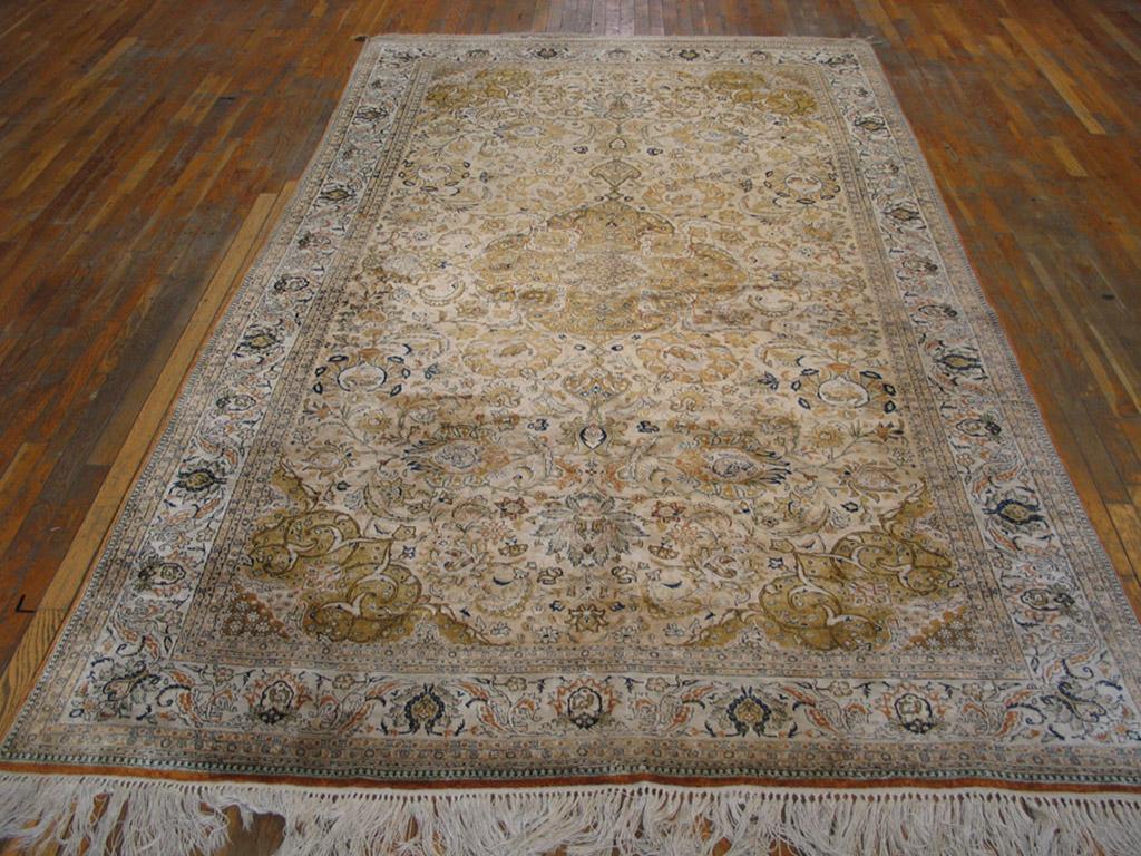 Hand-Knotted Mid 20th Century Persian Silk Qum Carpet For Sale
