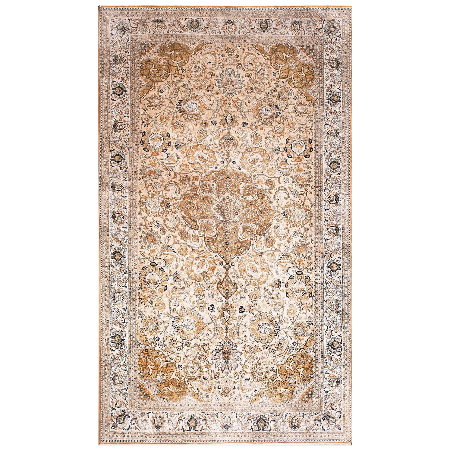 Mid 20th Century Persian Silk Qum Carpet For Sale