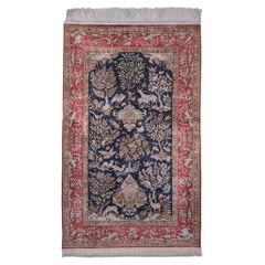 Antique Qum Silk Rug - Mid 20th Century