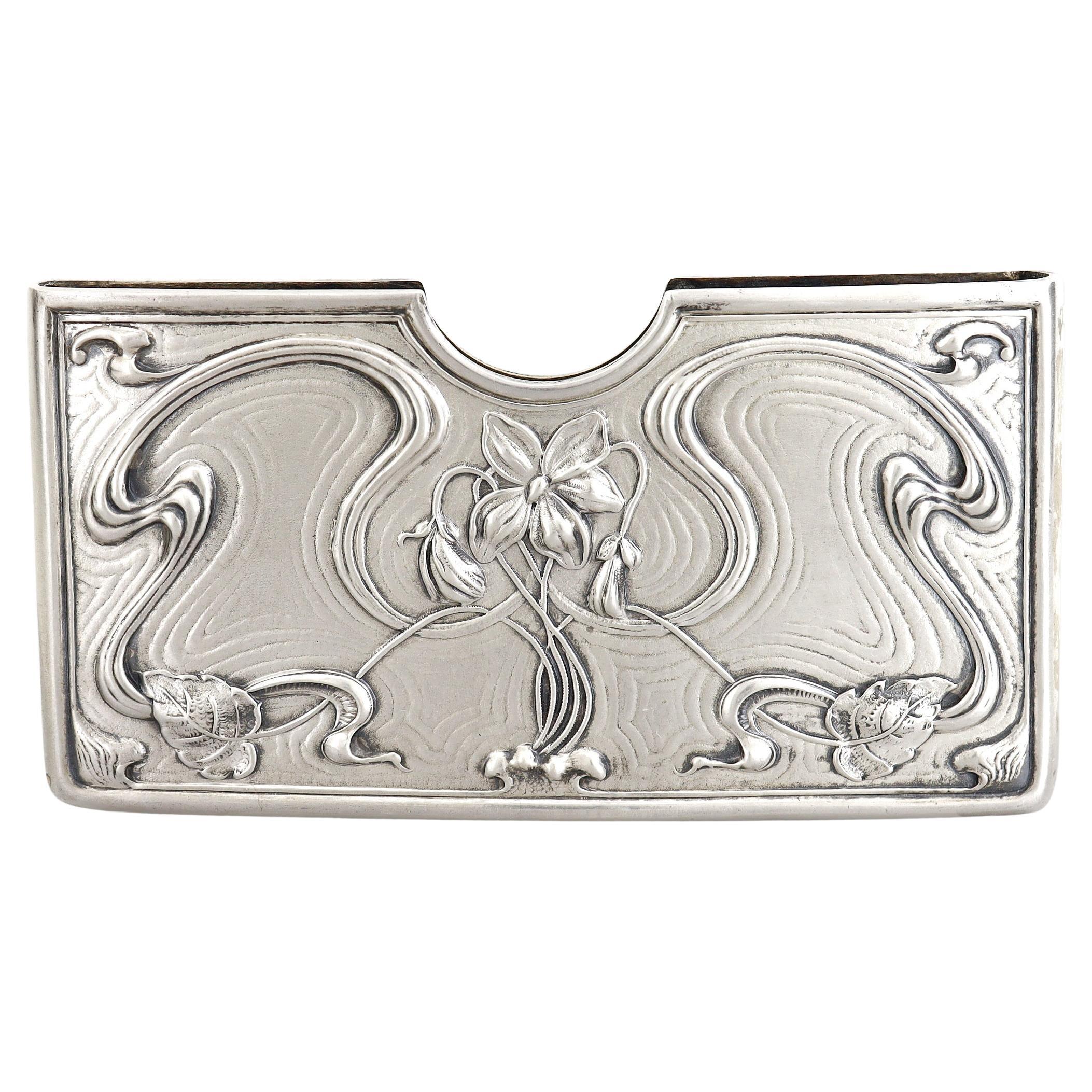 Antique R. Blackinton & Co. Sterling Silver Floral Repousse Card Holder