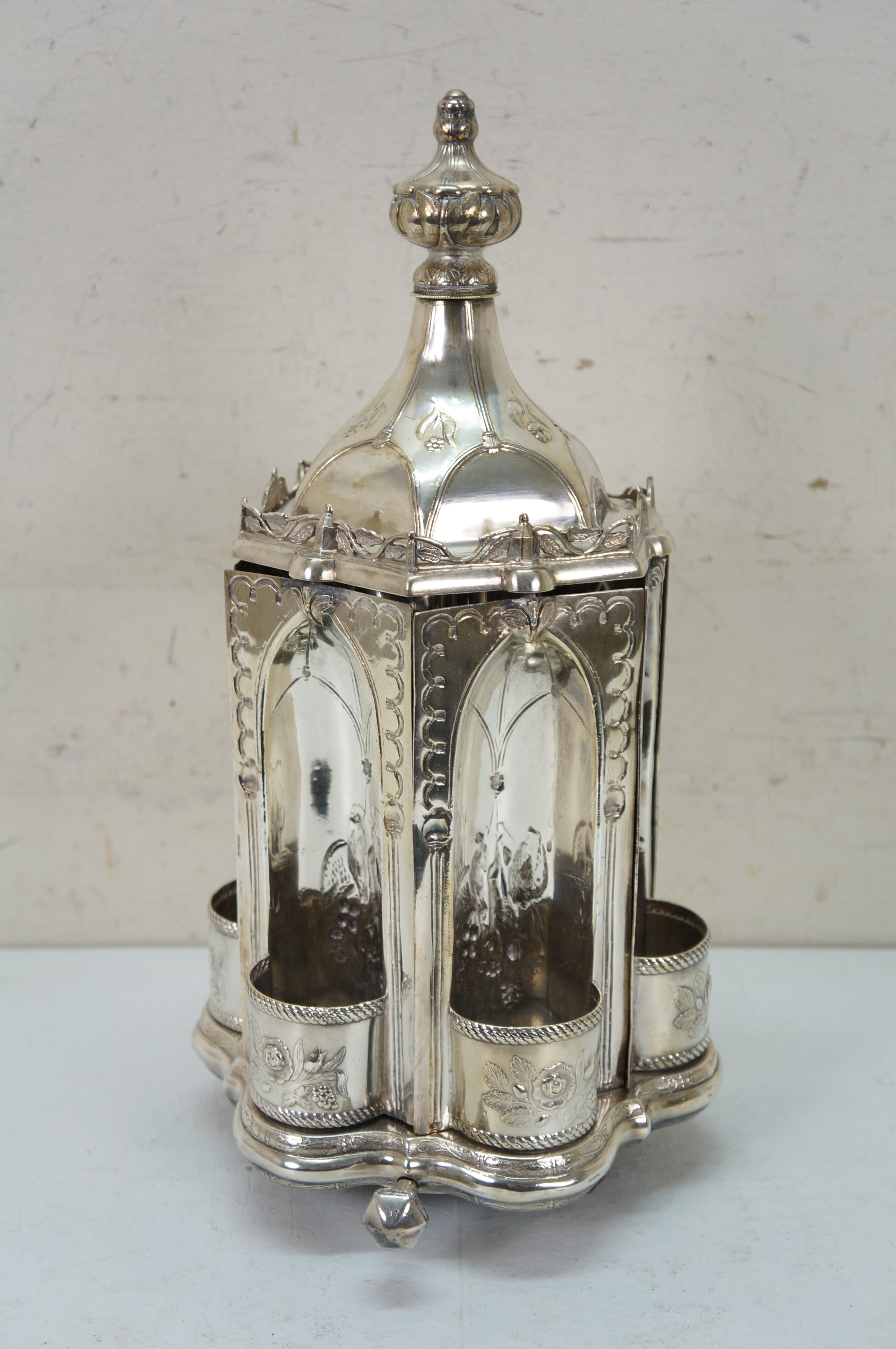 Antique R Gleason & Sons Silverplate Magic Dinner Caster Rotating Cruet Stand For Sale 4