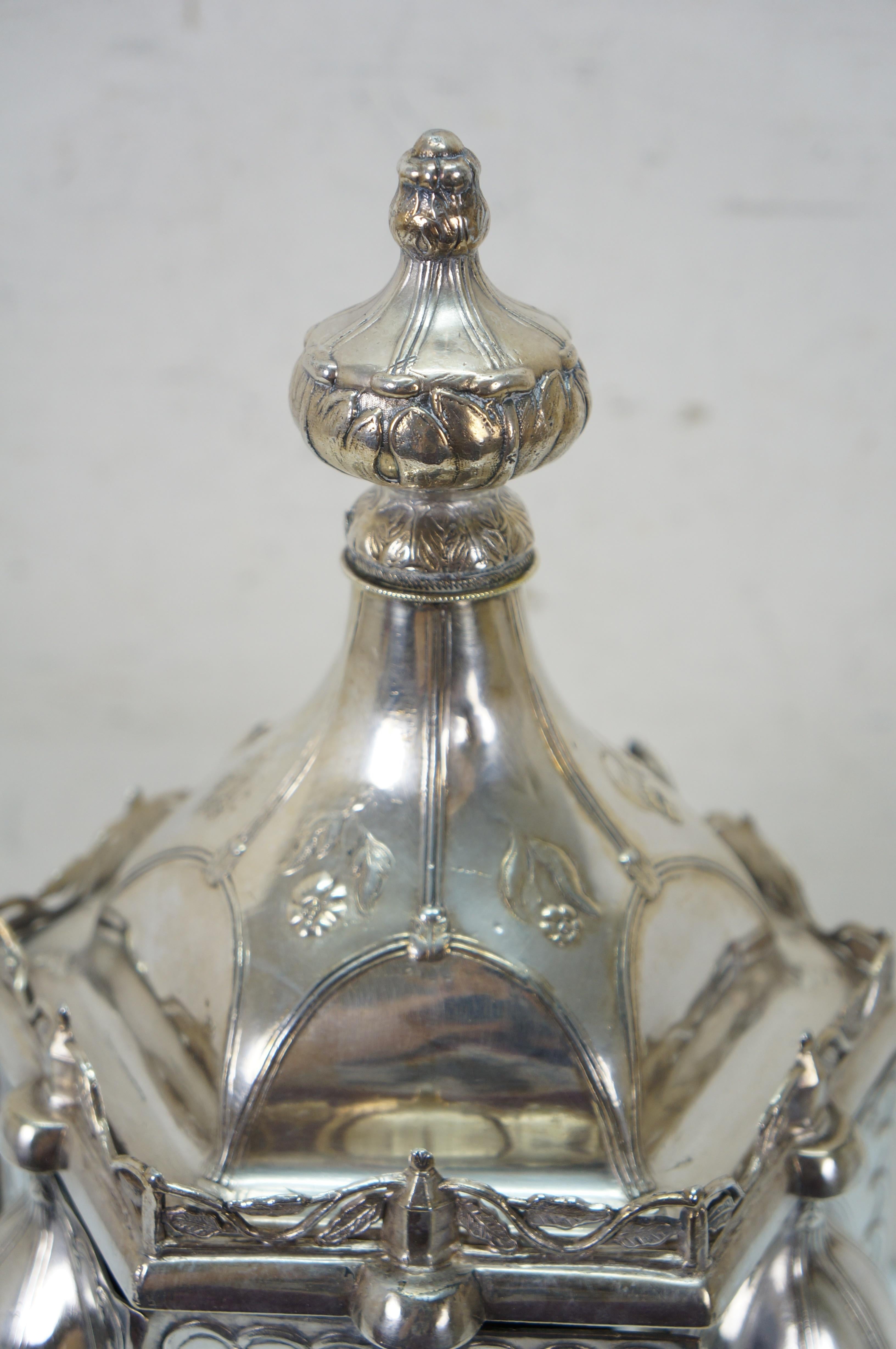 19th Century Antique R Gleason & Sons Silverplate Magic Dinner Caster Rotating Cruet Stand For Sale