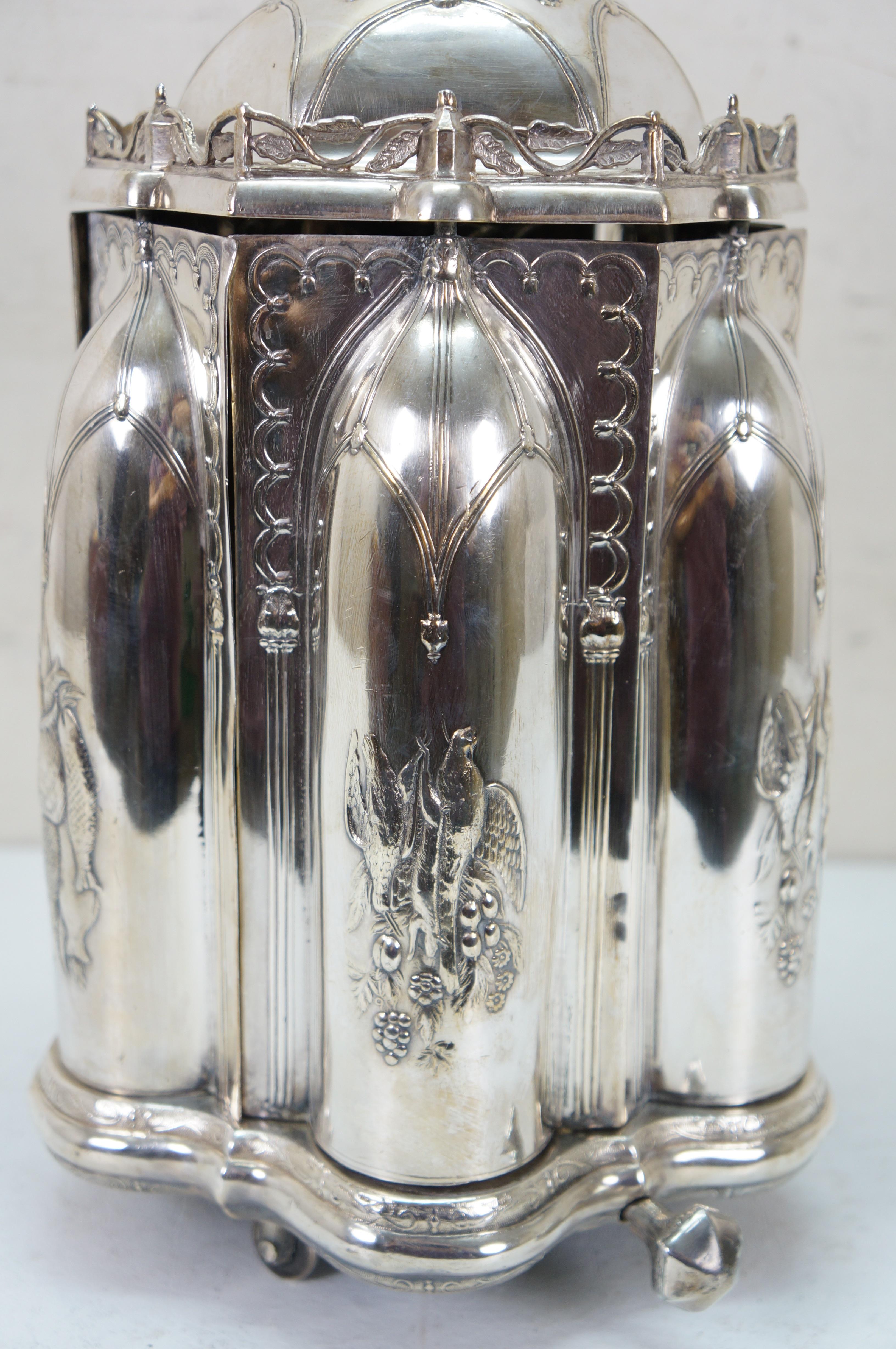 Silver Plate Antique R Gleason & Sons Silverplate Magic Dinner Caster Rotating Cruet Stand For Sale