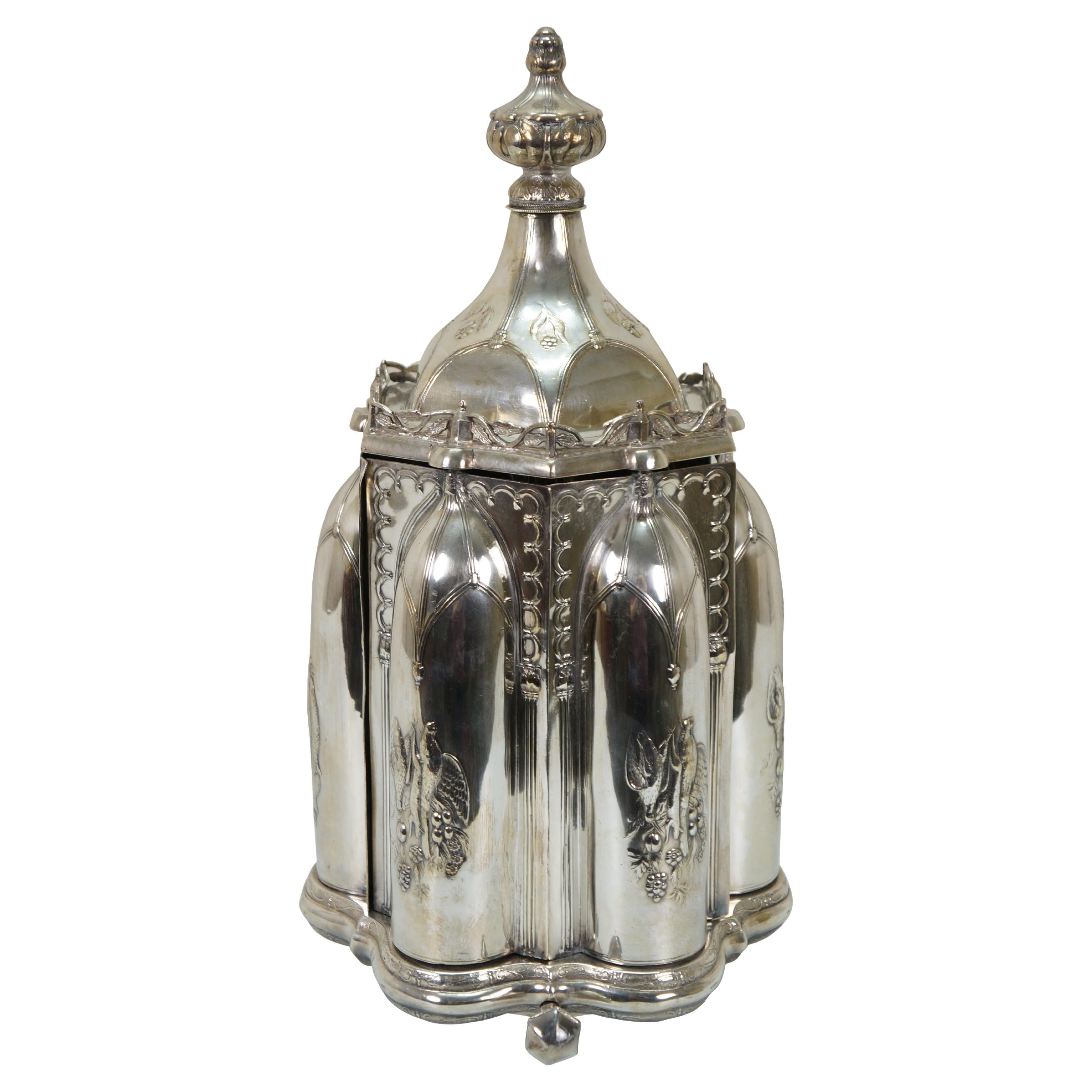 Antique R Gleason & Sons Silverplate Magic Dinner Caster Rotating Cruet Stand For Sale