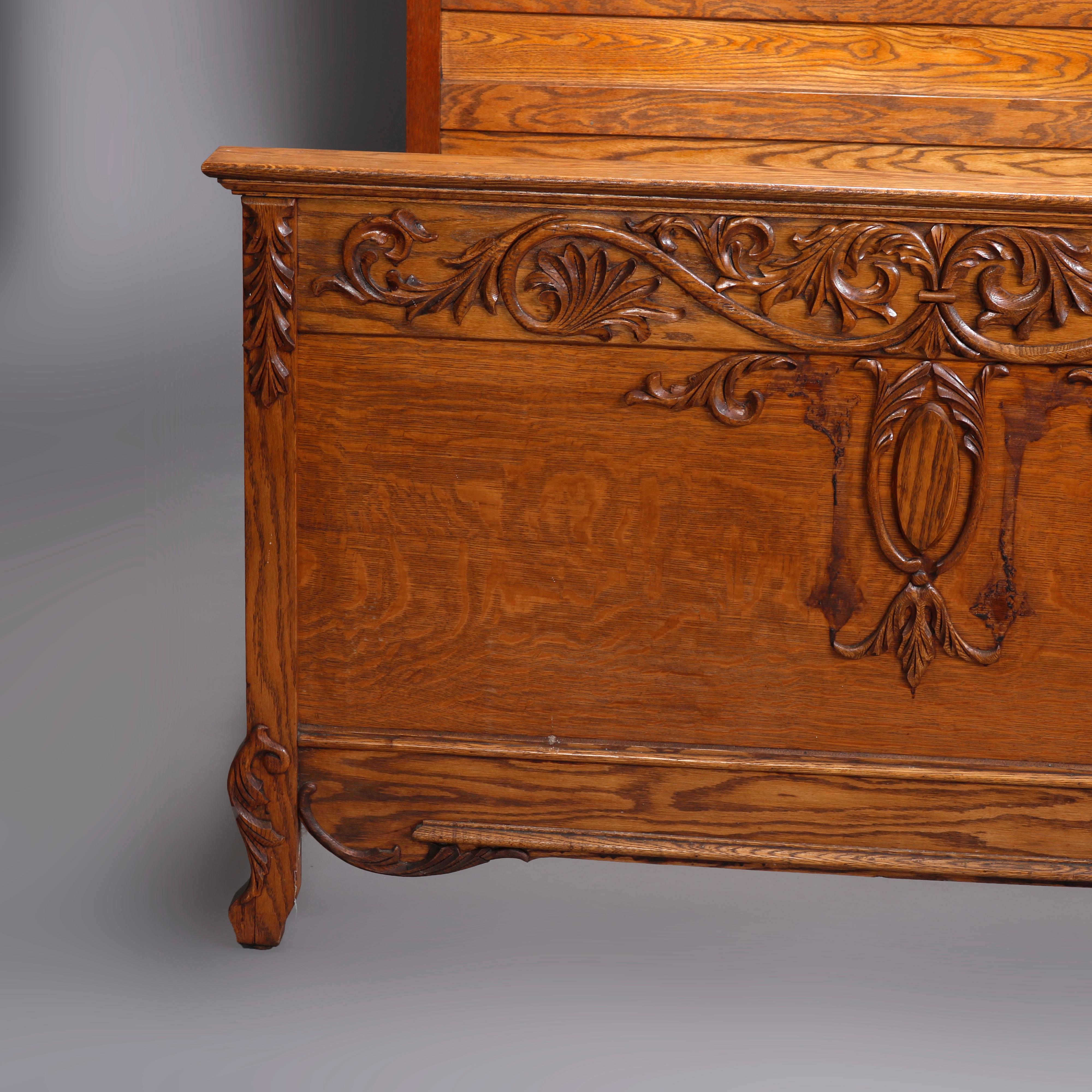 antique carved oak bed