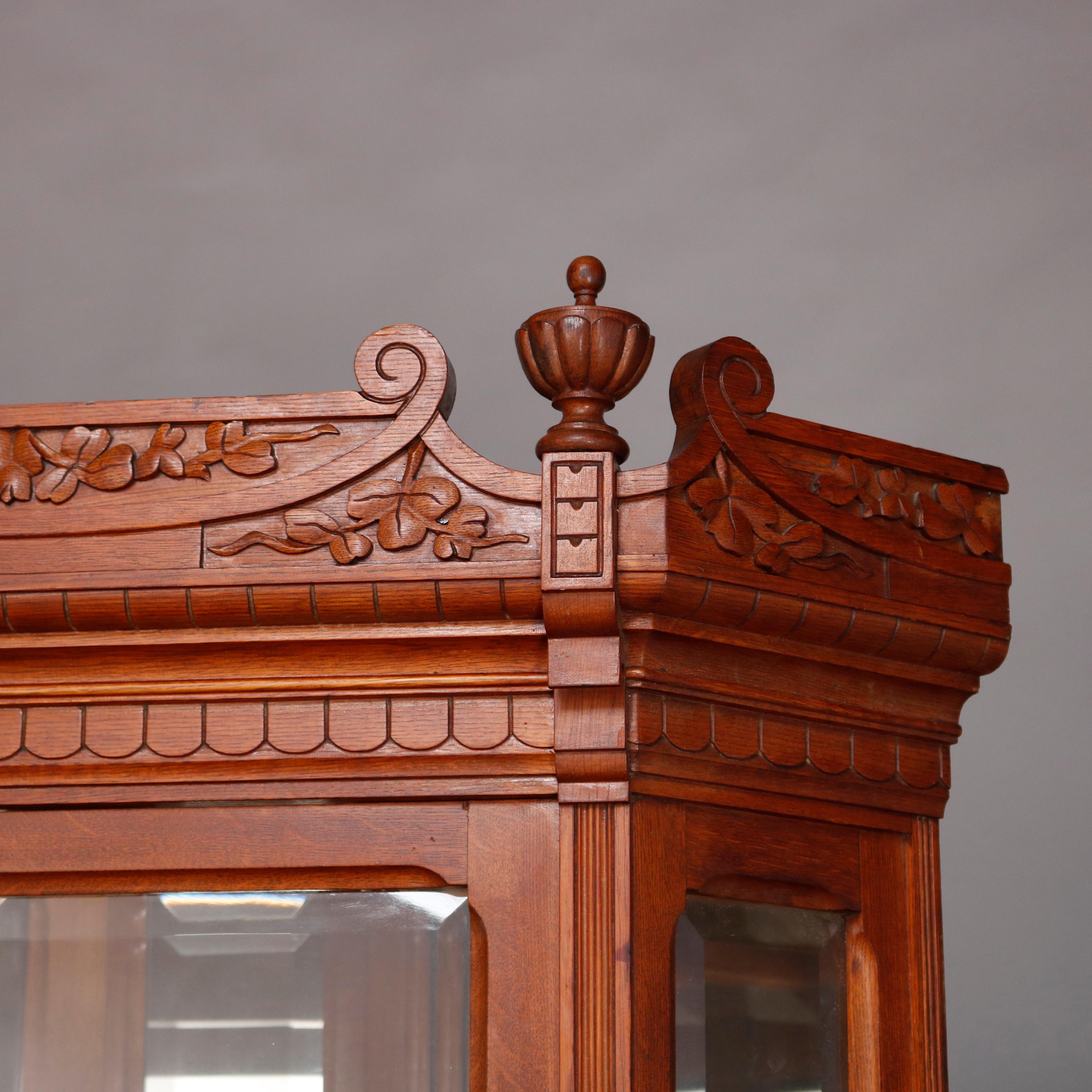 Antique R. J. Horner Carved Oak Faceted Corner Cabinet, circa 1890 5