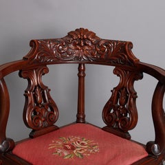 Antique R. J. Horner Figural Carved Mahogany North Wind Corner Chair, circa 1890