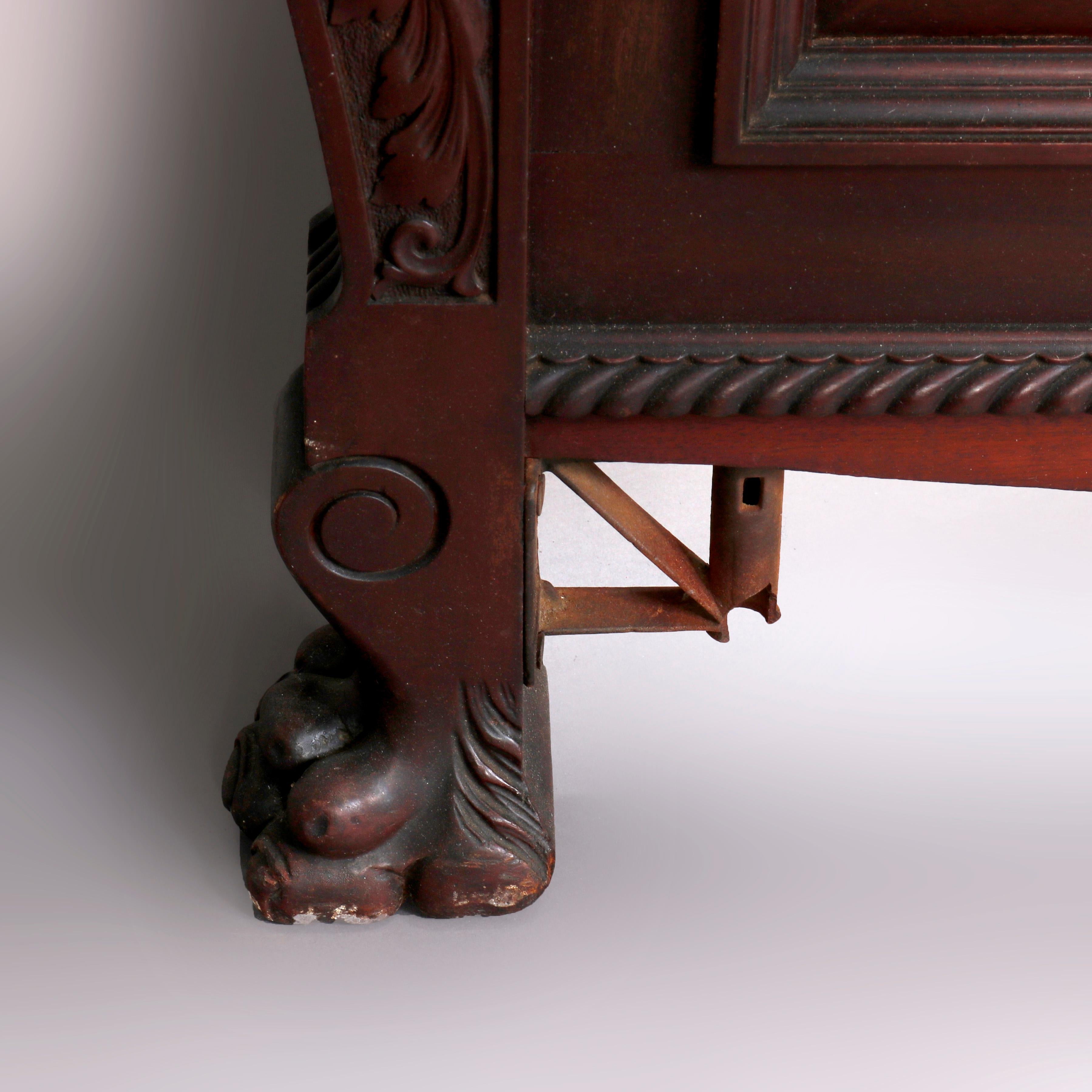 Antique R. J. Horner Figural Griffin Carved Mahogany Full Bed Frame, circa 1900 In Good Condition In Big Flats, NY