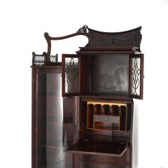 Antique R J Horner Inlaid Mahogany Side by Side Curio & Secretary Desk C1930