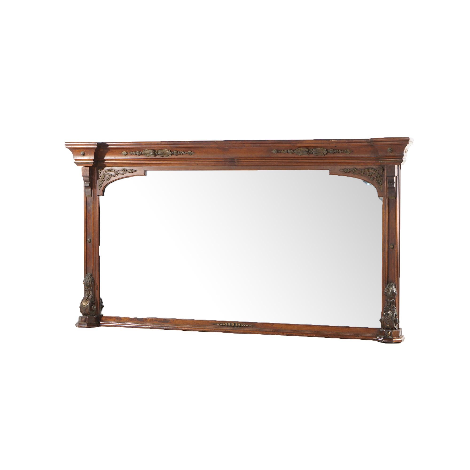 Antique R J Horner Neoclassical Oversized Oak Fireplace Mantle & Mirror C1890 For Sale 7