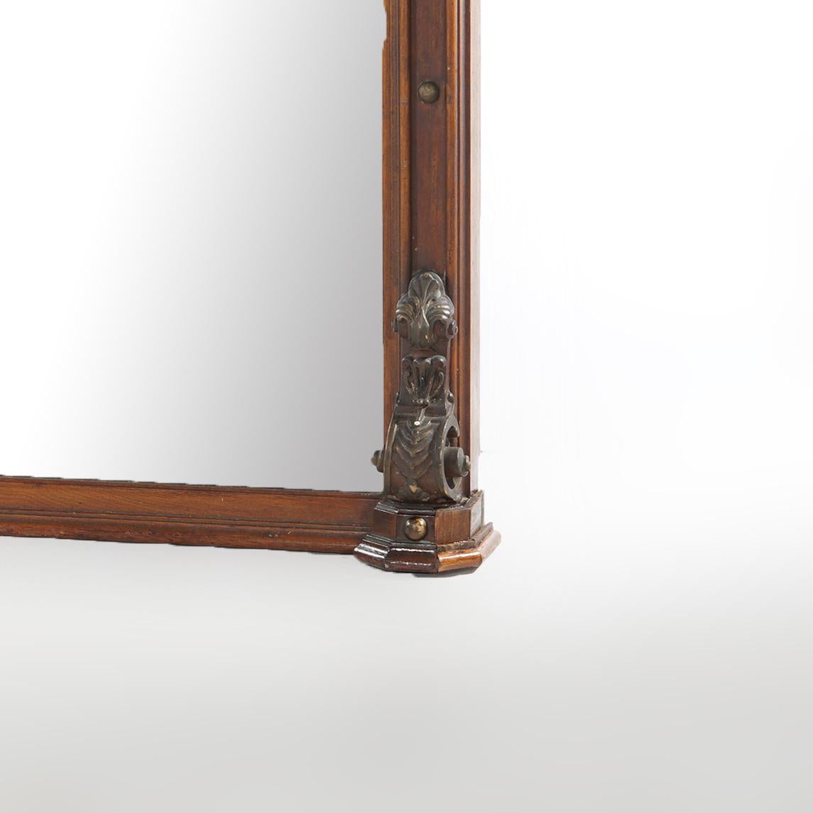 Antique R J Horner Neoclassical Oversized Oak Fireplace Mantle & Mirror C1890 For Sale 8