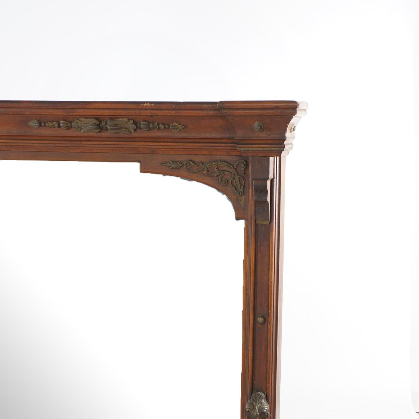 Antique R J Horner Neoclassical Oversized Oak Fireplace Mantle & Mirror C1890 For Sale 9