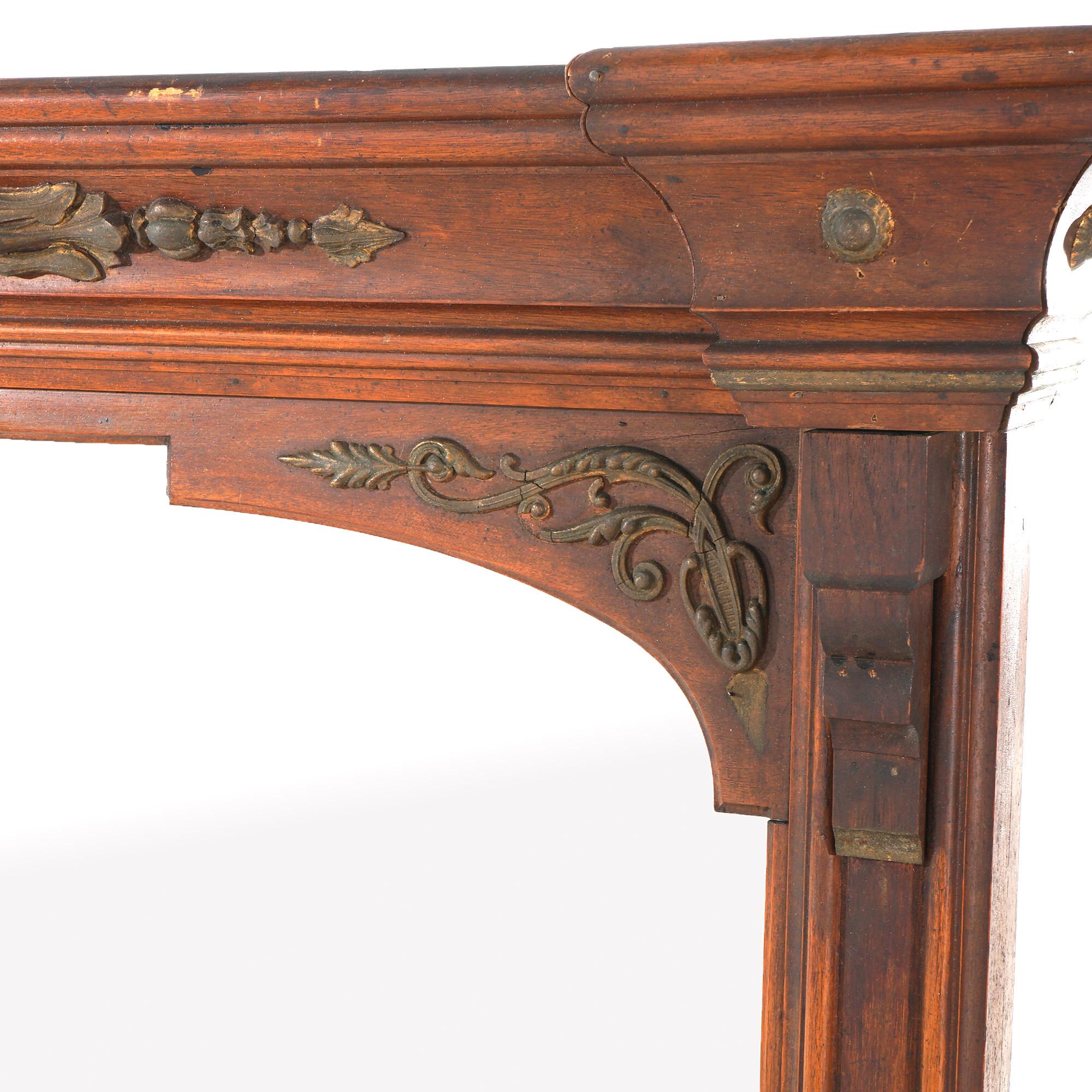 Antique R J Horner Neoclassical Oversized Oak Fireplace Mantle & Mirror C1890 For Sale 15