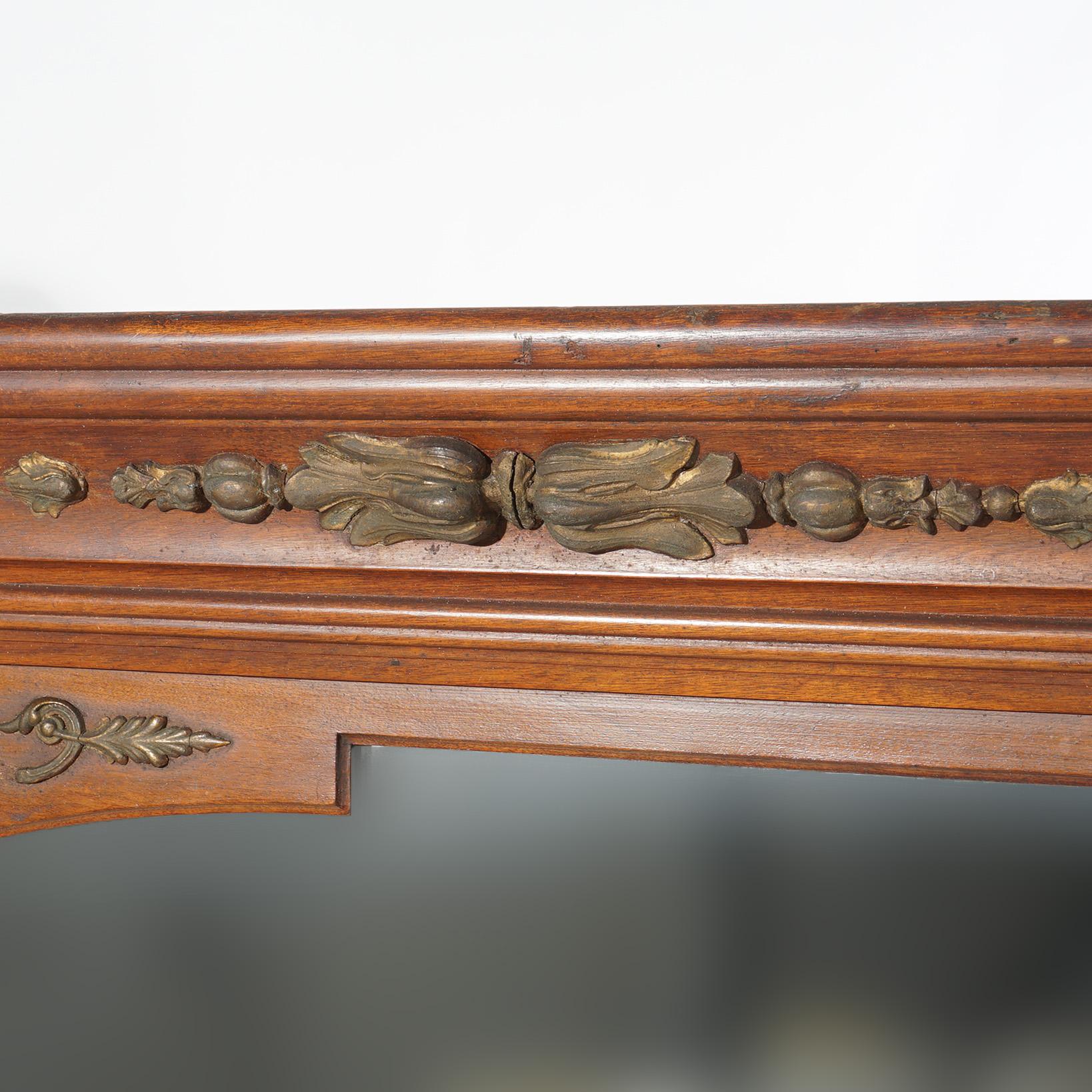 Antique R J Horner Neoclassical Oversized Oak Fireplace Mantle & Mirror C1890 16