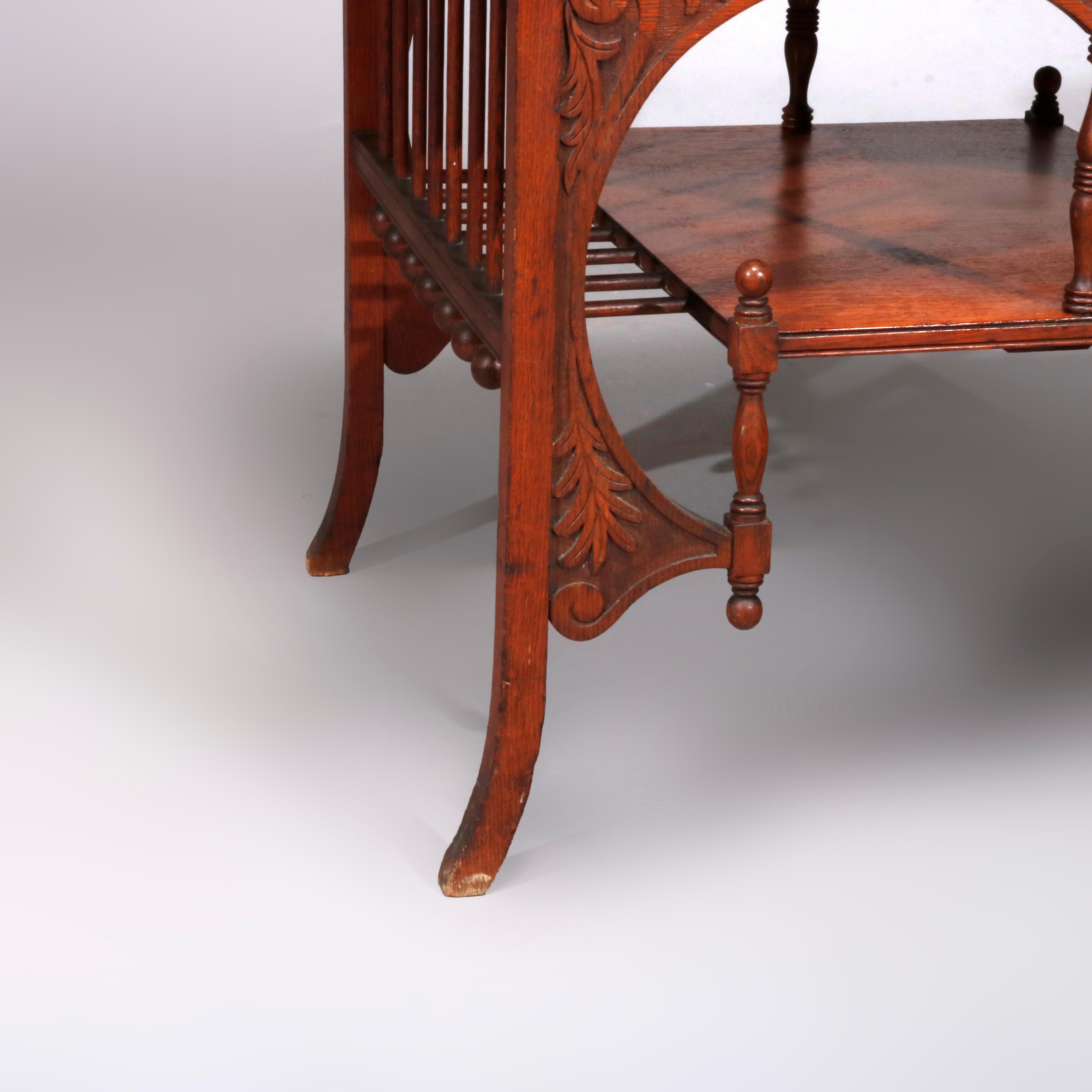 Antique R J Horner School Oak Stick and Ball Library Table, circa 1890 4