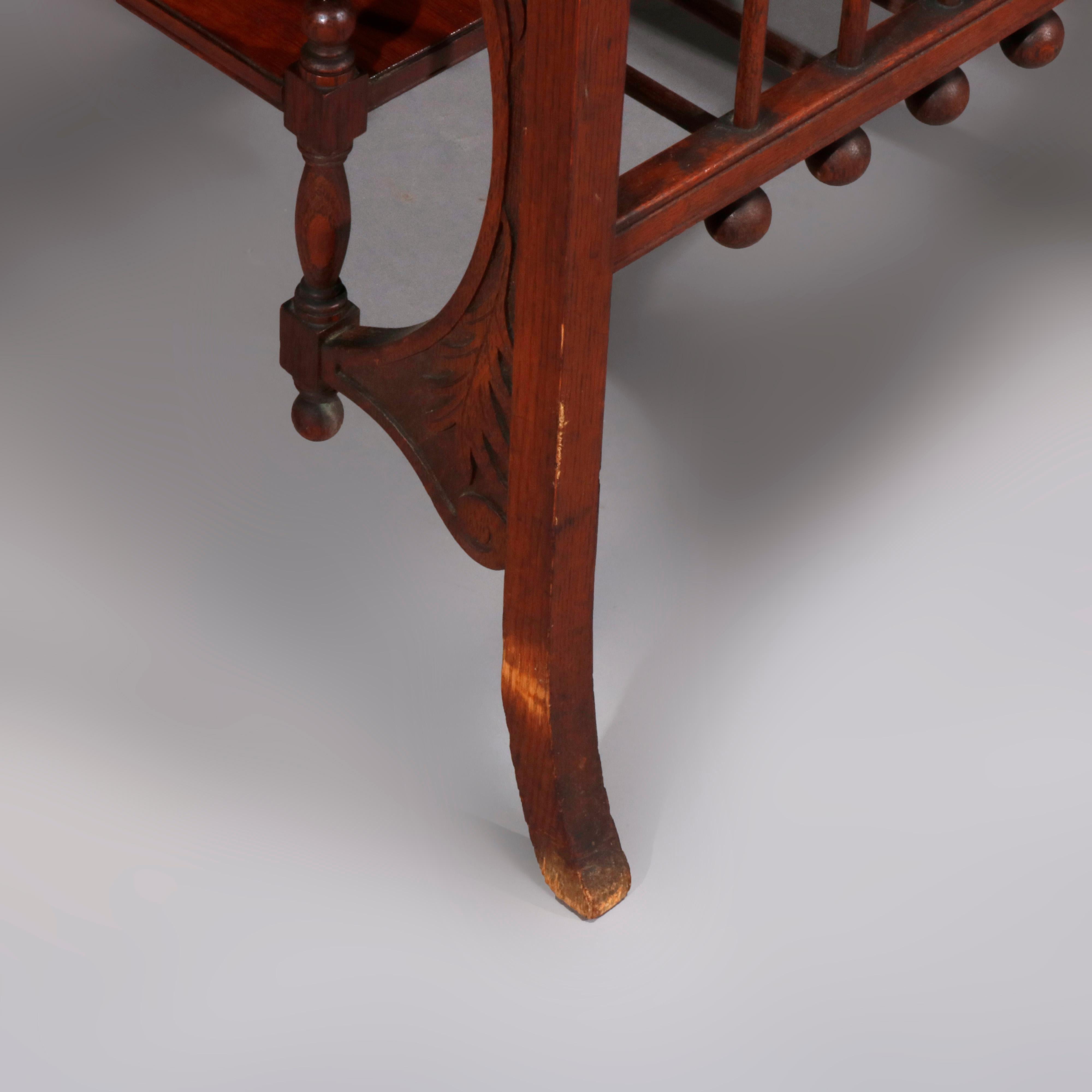 Antique R J Horner School Oak Stick and Ball Library Table, circa 1890 5