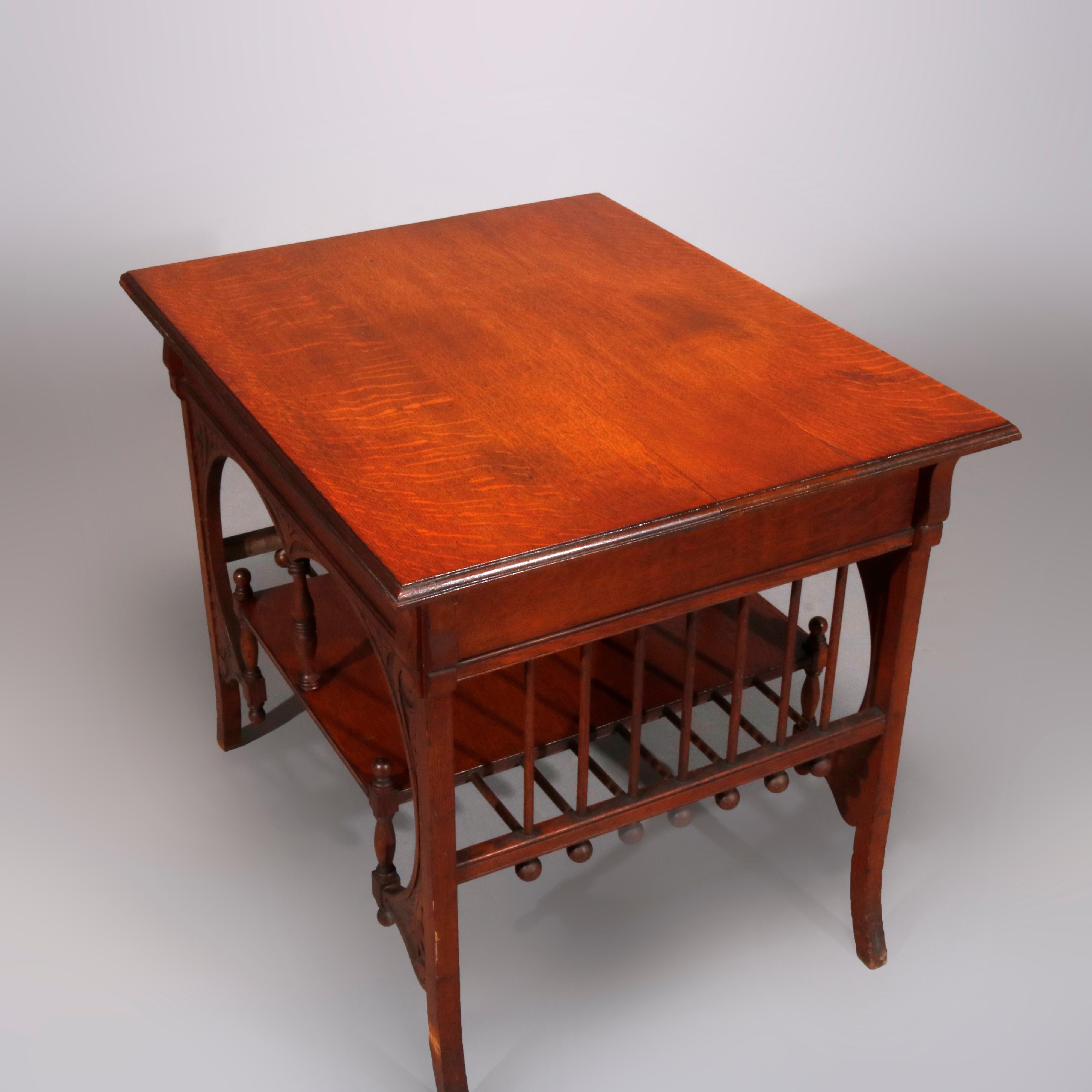 Antique R J Horner School Oak Stick and Ball Library Table, circa 1890 In Good Condition In Big Flats, NY