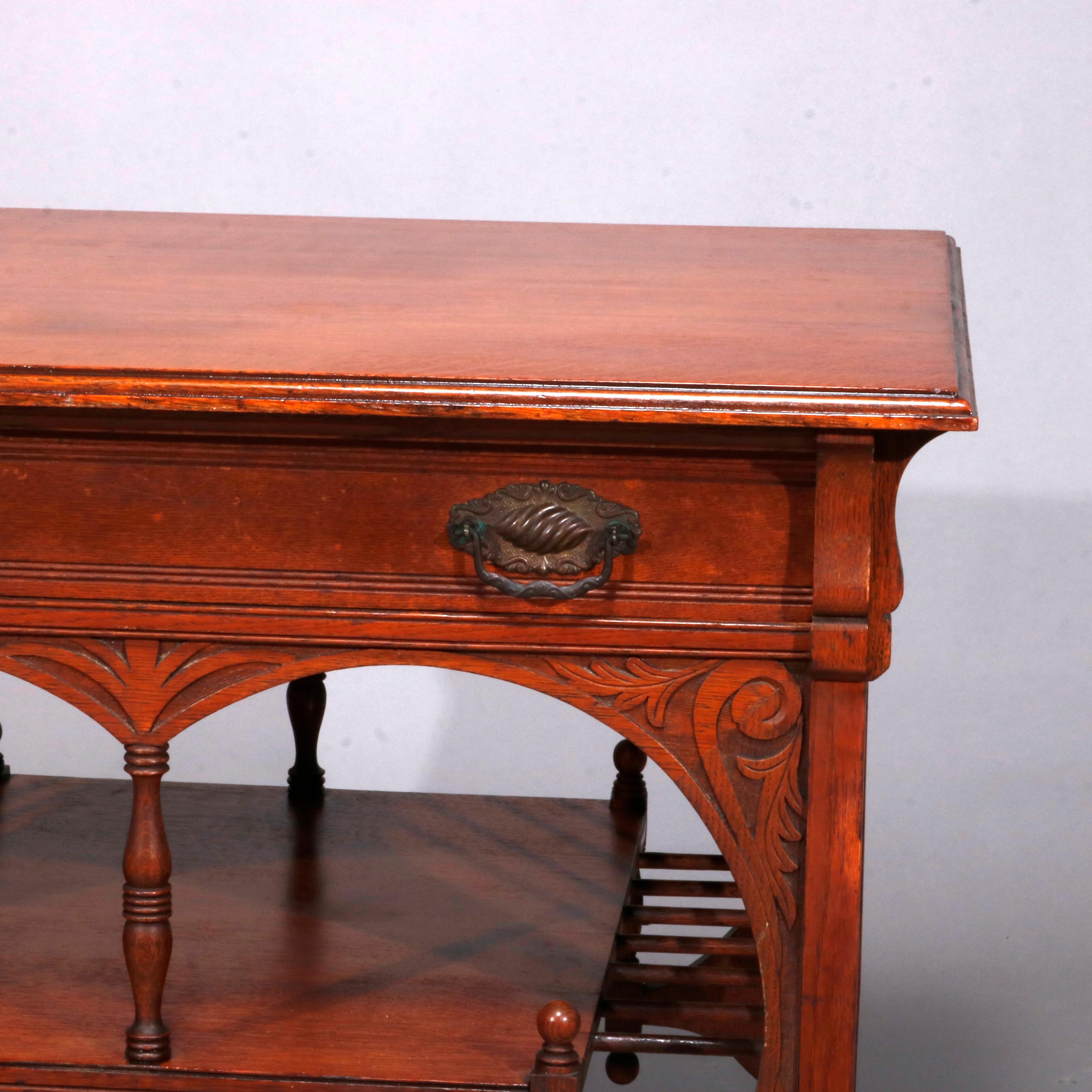 Antique R J Horner School Oak Stick and Ball Library Table, circa 1890 2