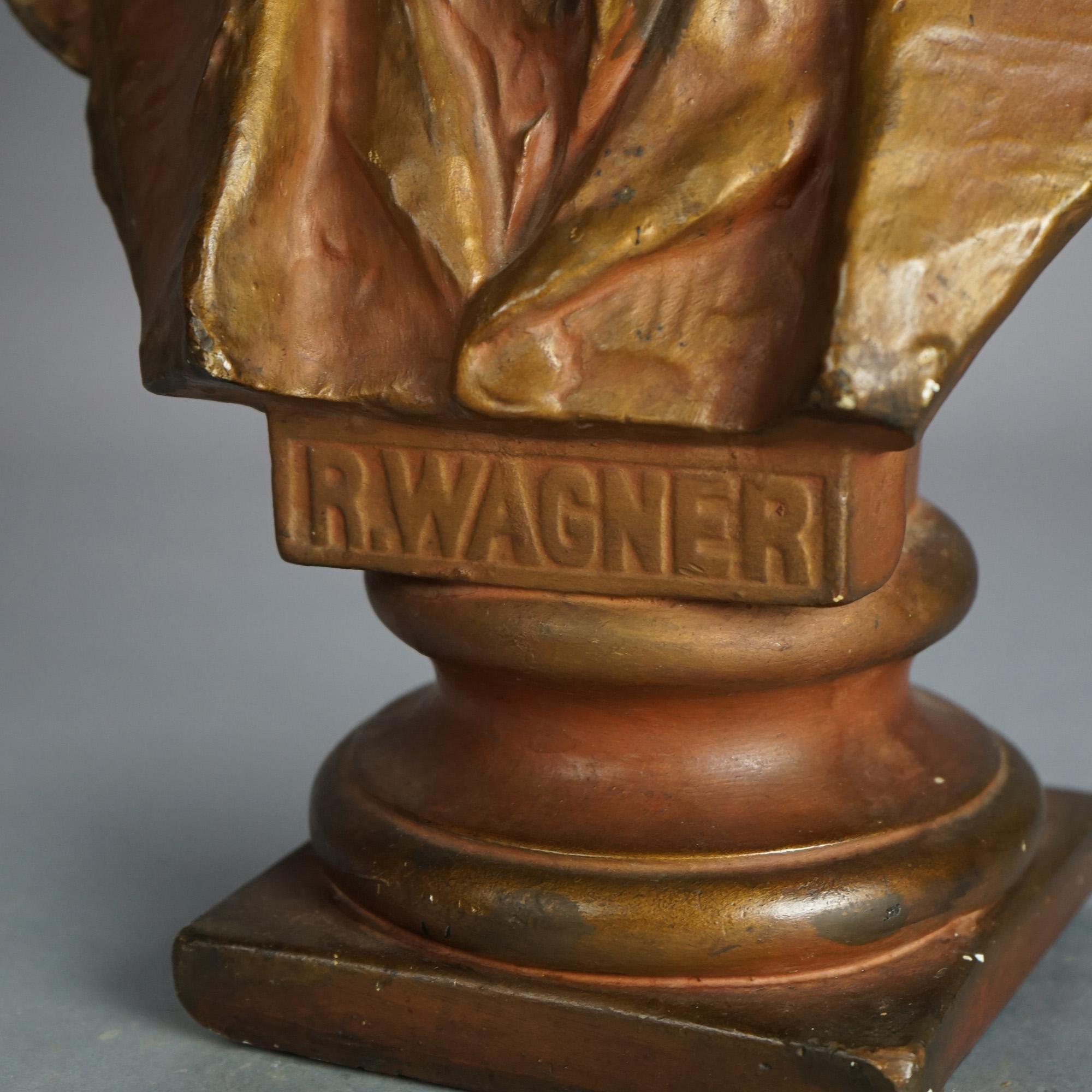 Antico busto ritratto in gesso di R. Wagner C1903 in vendita 6