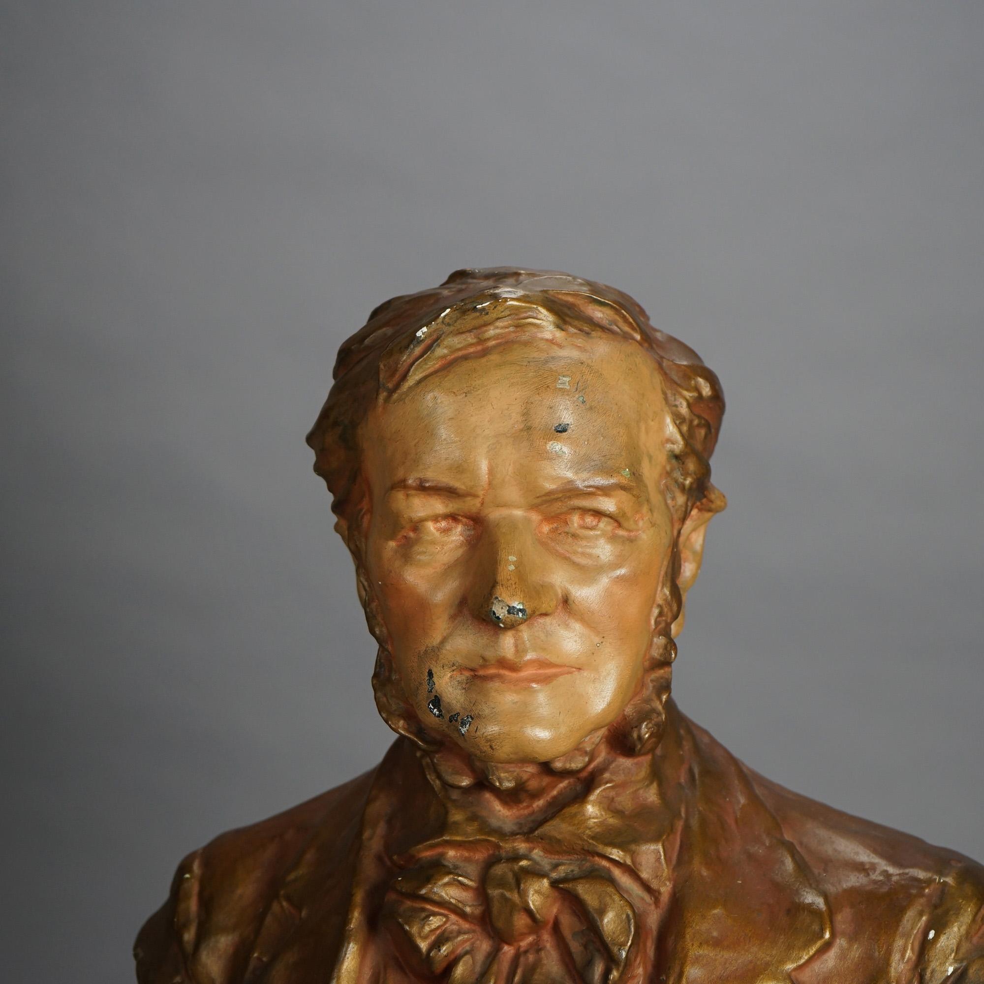 Antico busto ritratto in gesso di R. Wagner C1903 In condizioni buone in vendita a Big Flats, NY
