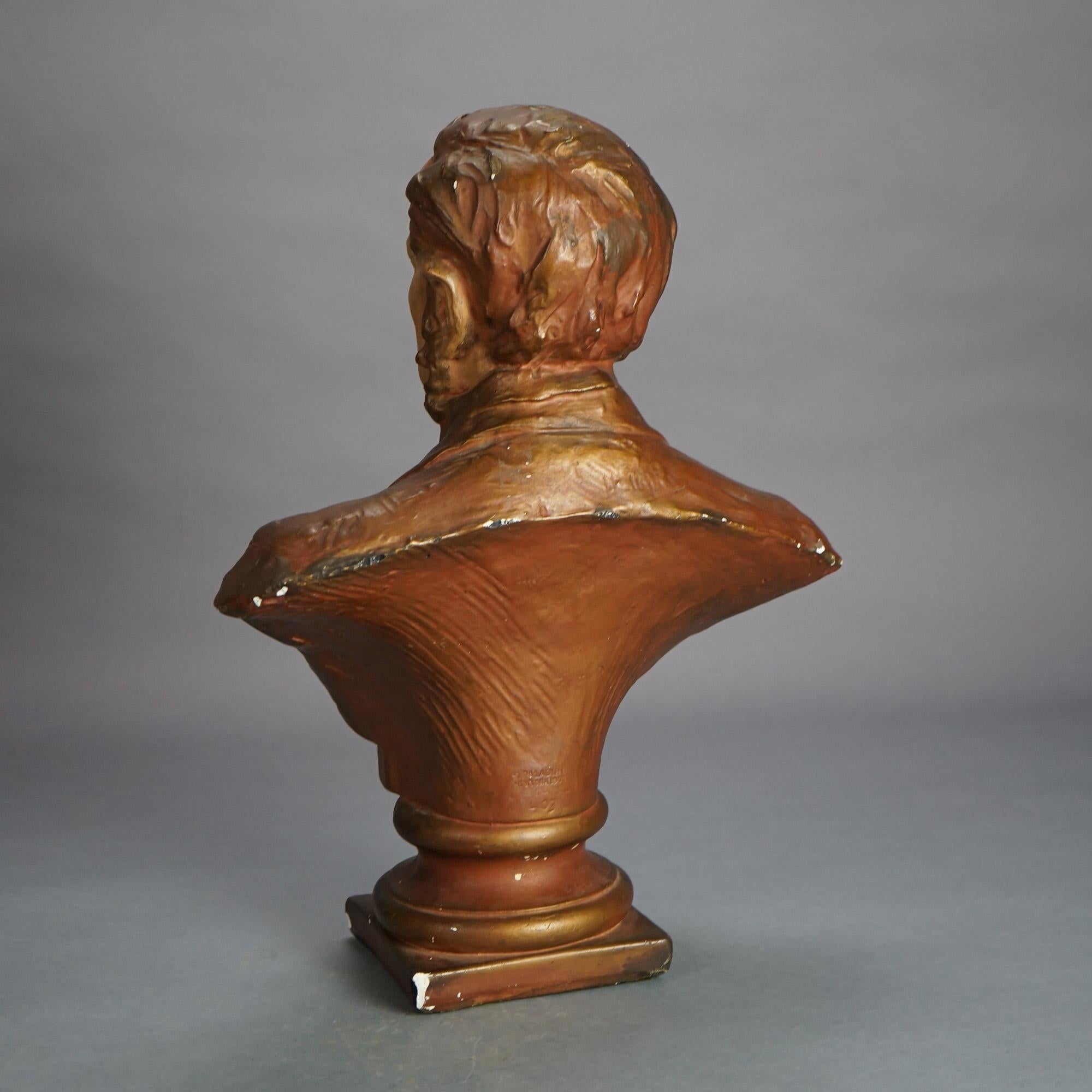 Antico busto ritratto in gesso di R. Wagner C1903 in vendita 1