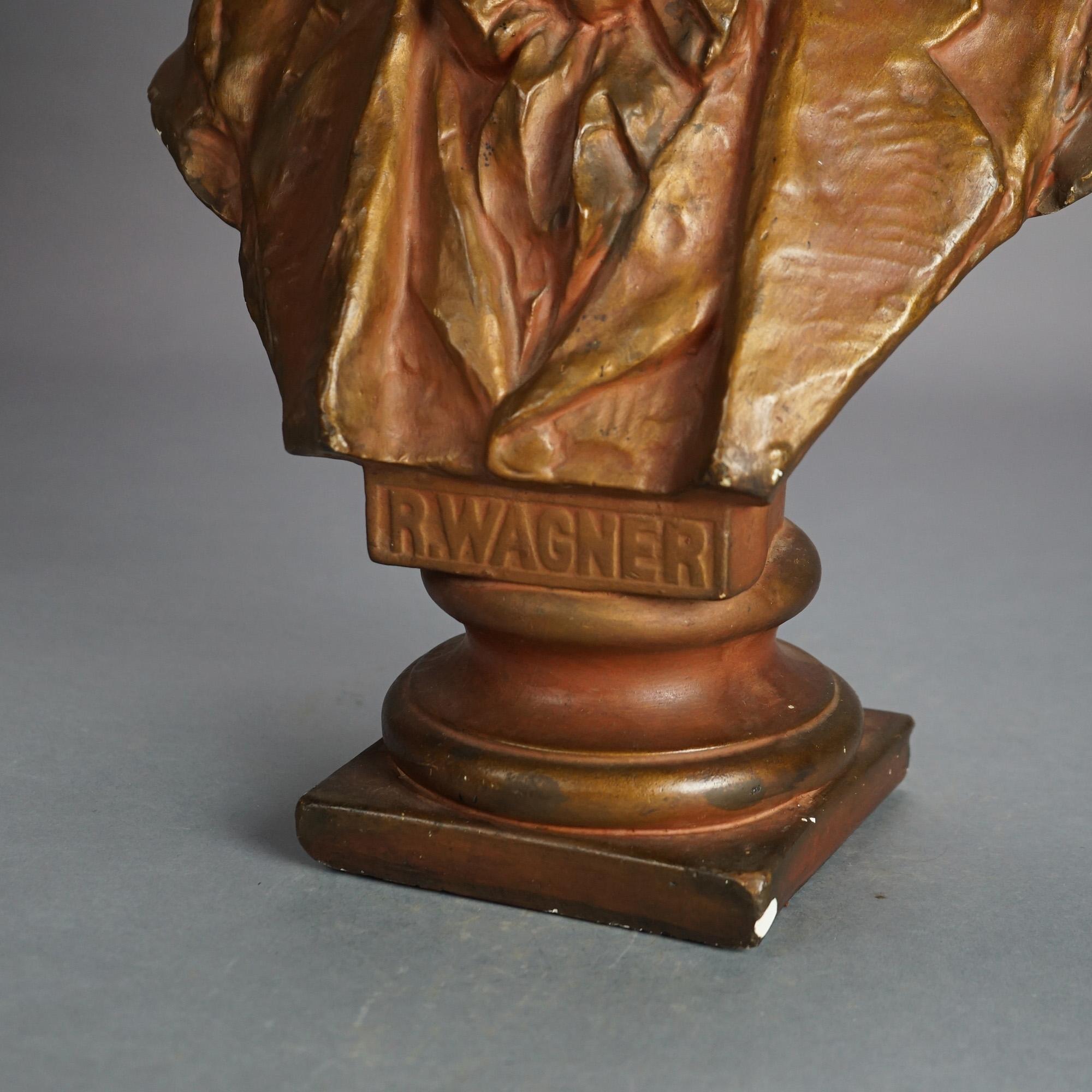 Antico busto ritratto in gesso di R. Wagner C1903 in vendita 4