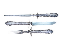 Antique R. Wallace Sterling Silver Grand Baroque Waverly Meat Carving Roasting