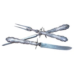 Antique R. Wallace Sterling Silver Grand Baroque Waverly Meat Carving Roasting