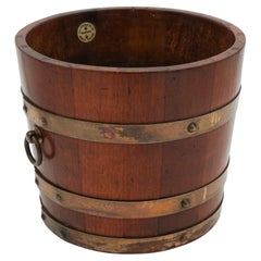ANTIQUE R.A. LISTER & CO BUCKET OAK BRASS BRACES STUNNING PATINA