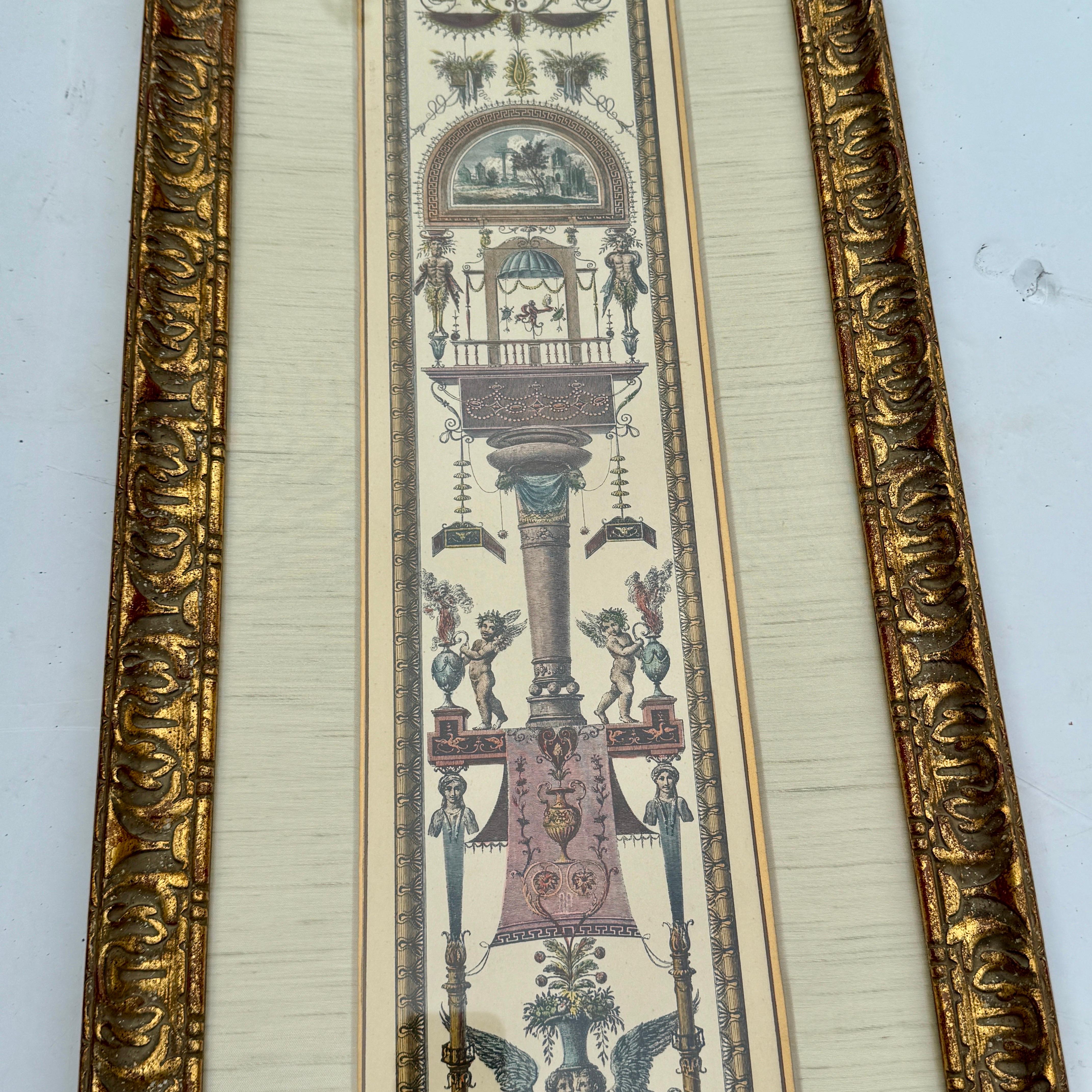 Antique Raffaello Hand Colored Lithograph Etching in Gilt Frame For Sale 7