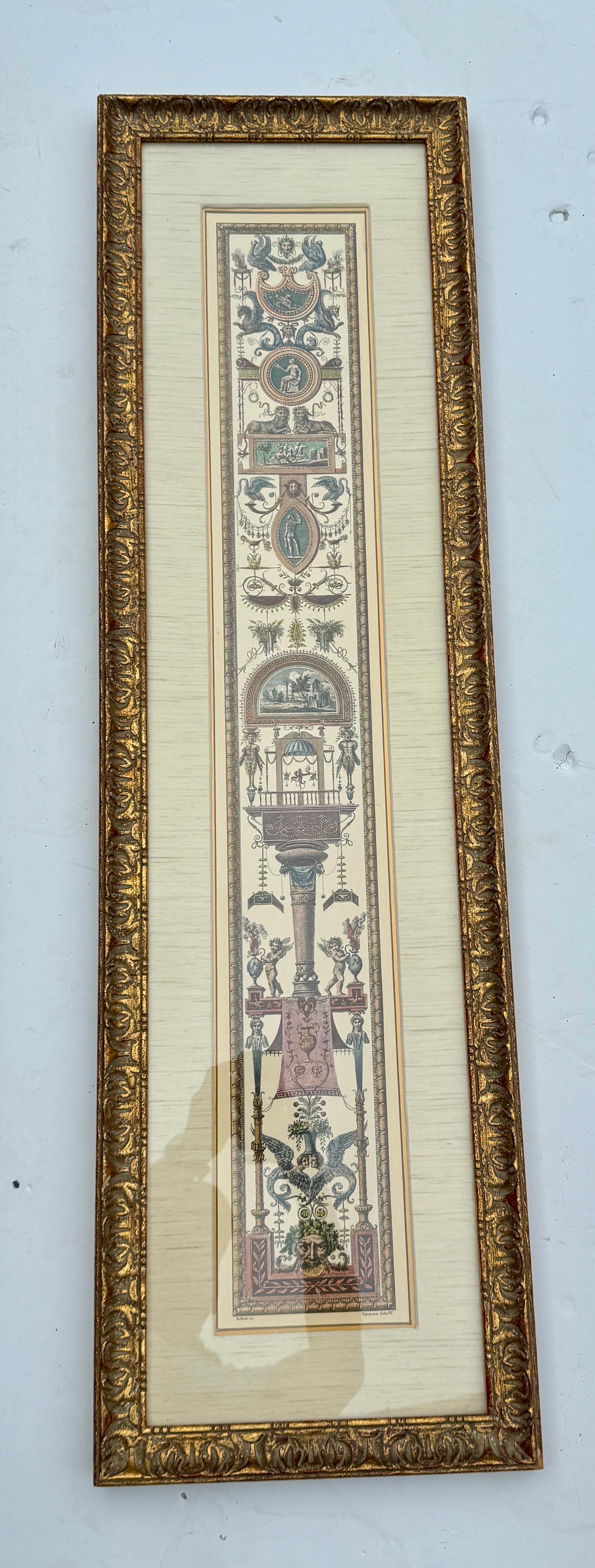 Antique Raffaello Hand Colored Lithograph Etching in Gilt Frame For Sale 8