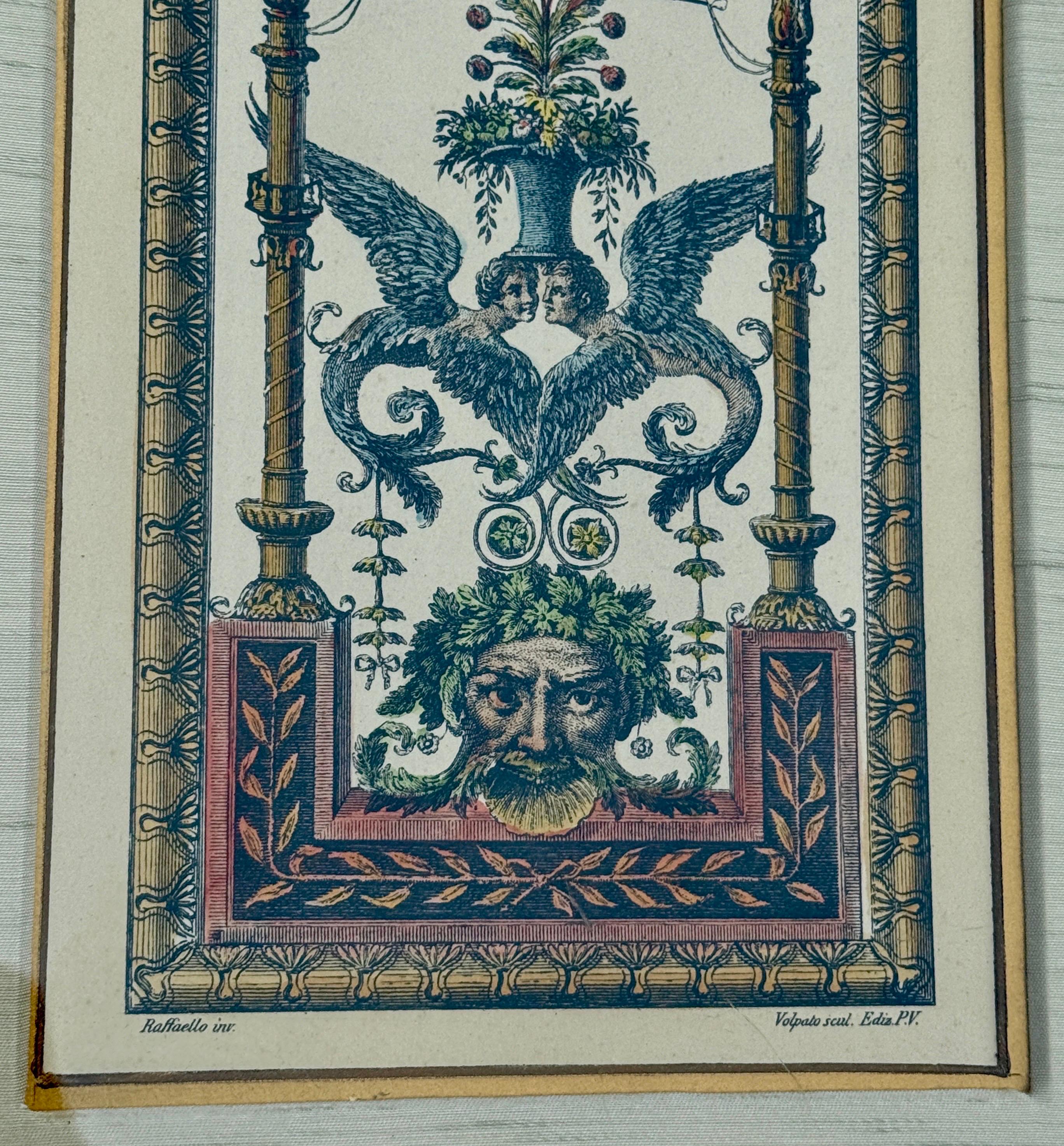 Antique Raffaello Hand Colored Lithograph Etching in Gilt Frame For Sale 10