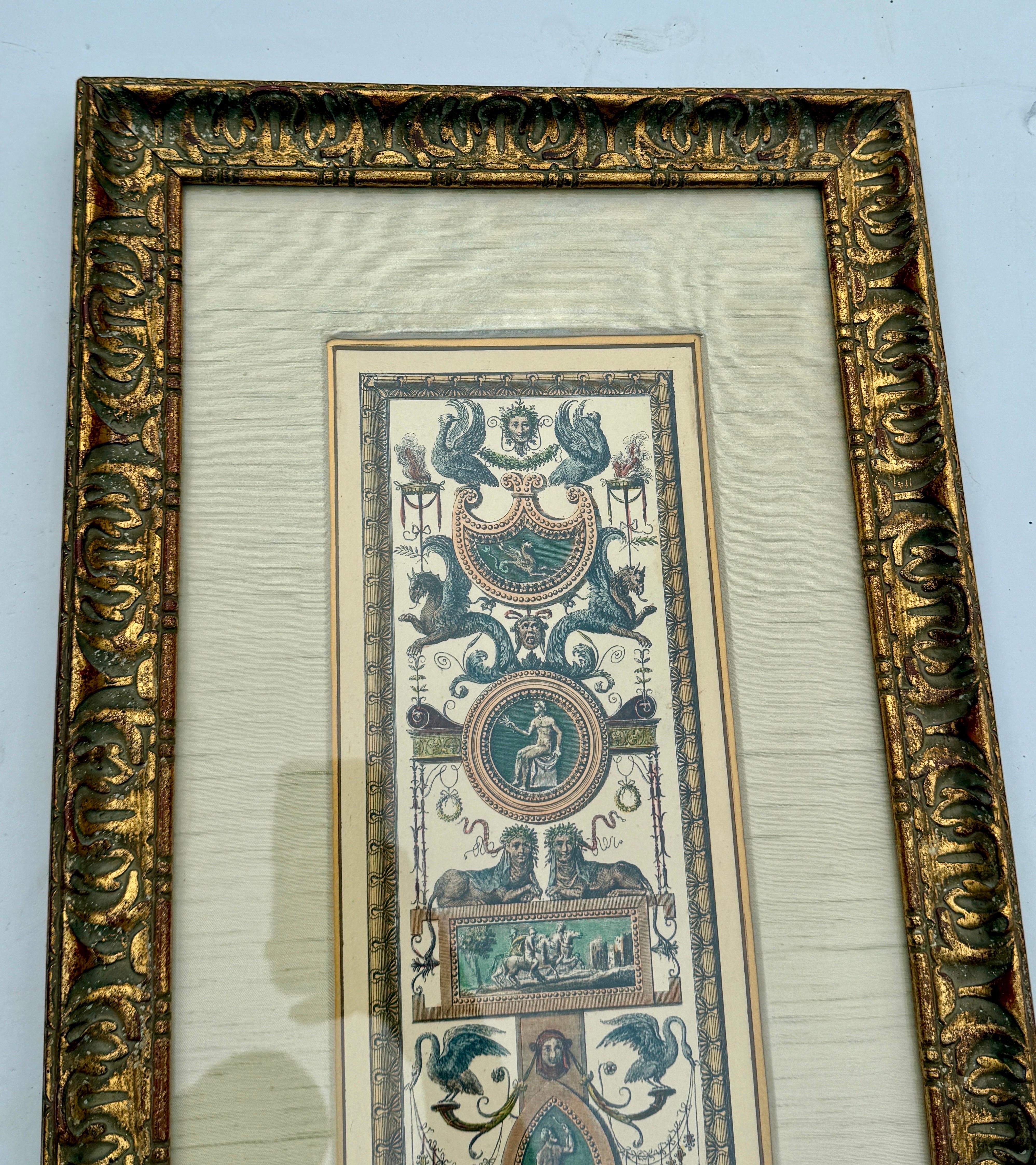 Antique Raffaello Hand Colored Lithograph Etching in Gilt Frame For Sale 11