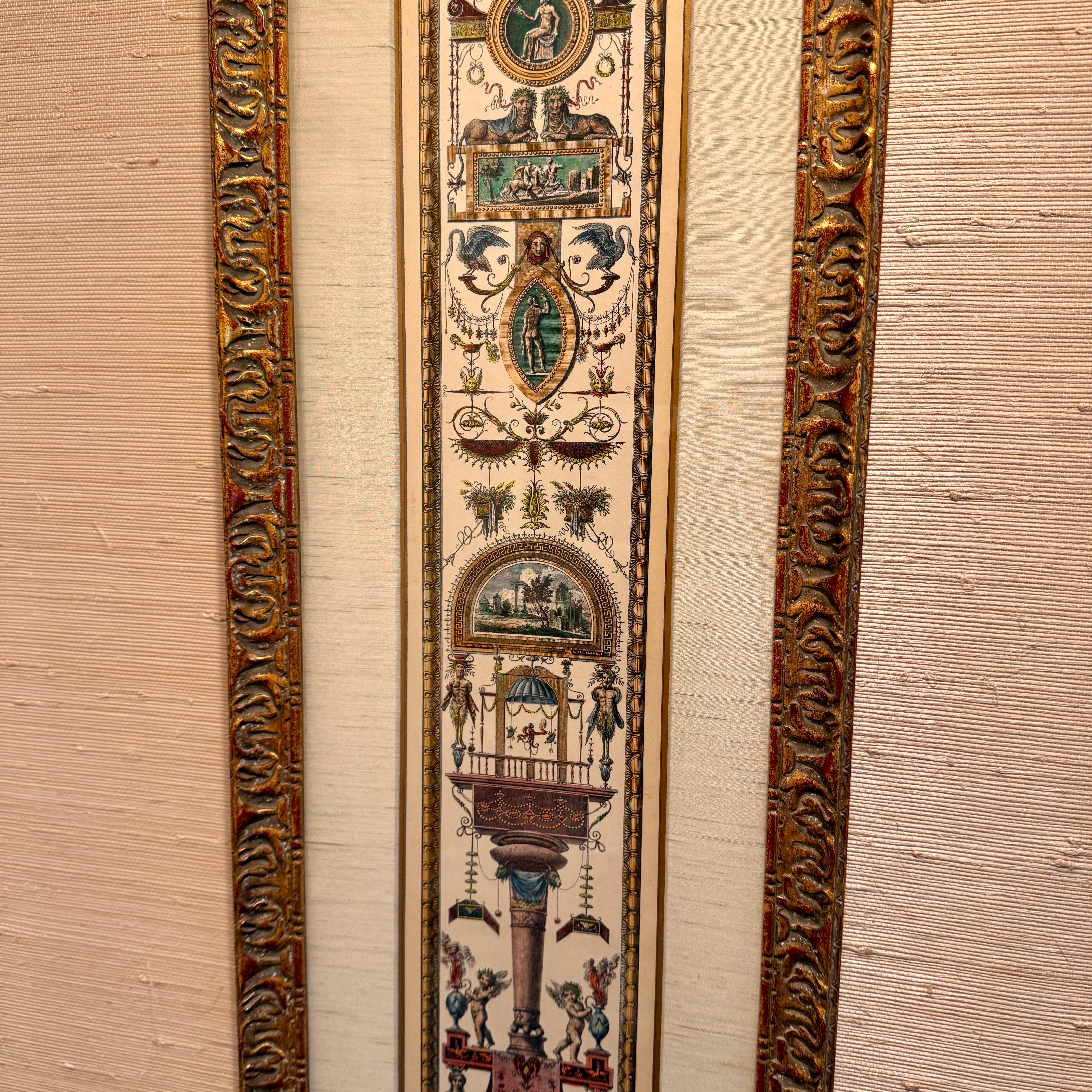 Italian Antique Raffaello Hand Colored Lithograph Etching in Gilt Frame For Sale