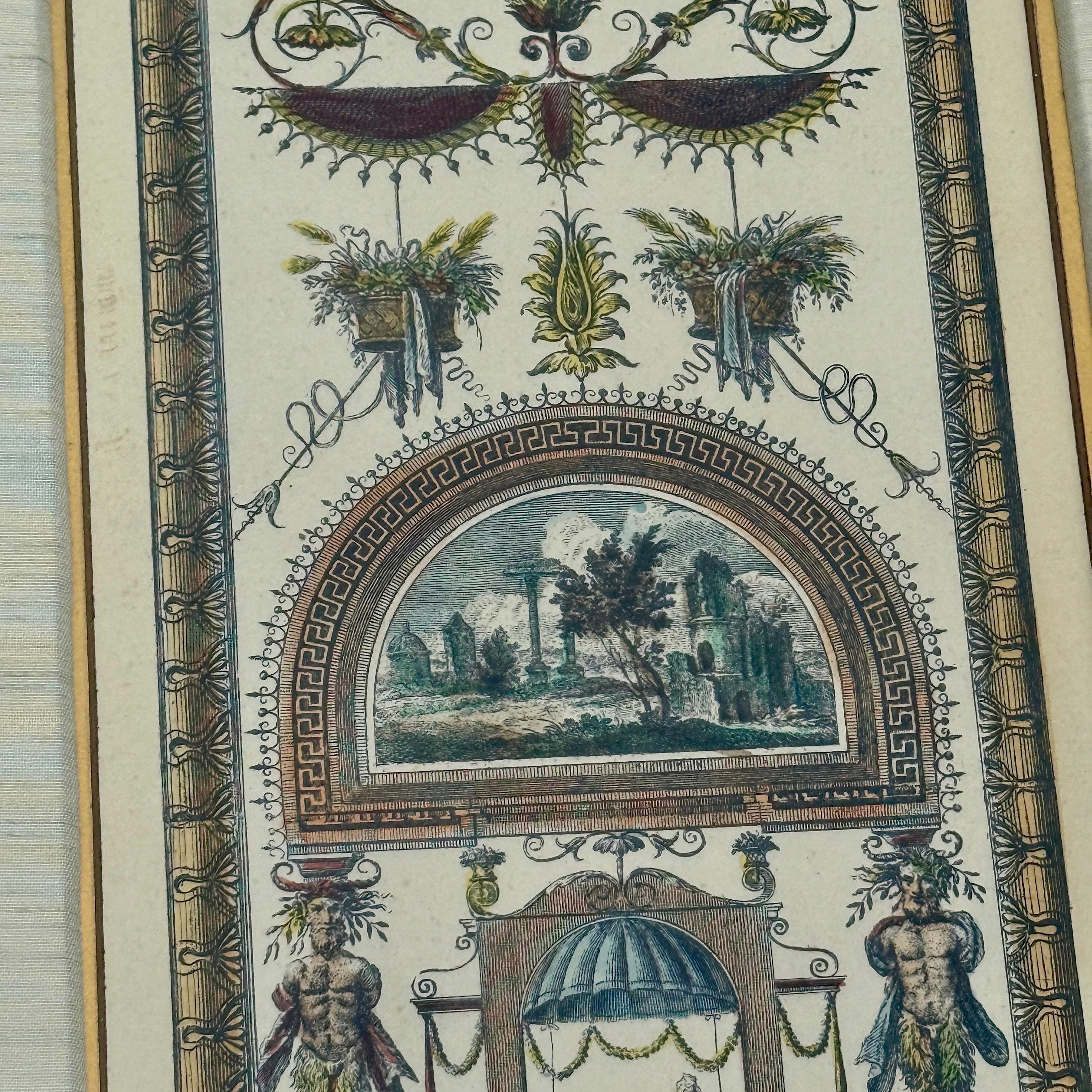 Antique Raffaello Hand Colored Lithograph Etching in Gilt Frame For Sale 1