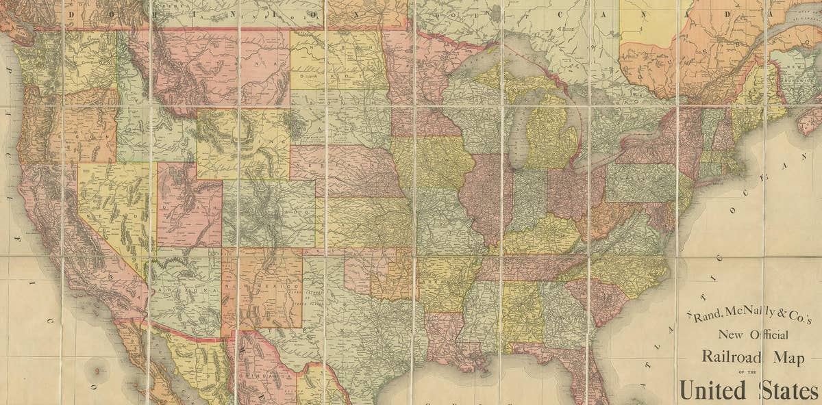 Antique Railroad Map of the United States by Rand, McNally & Co, 1900