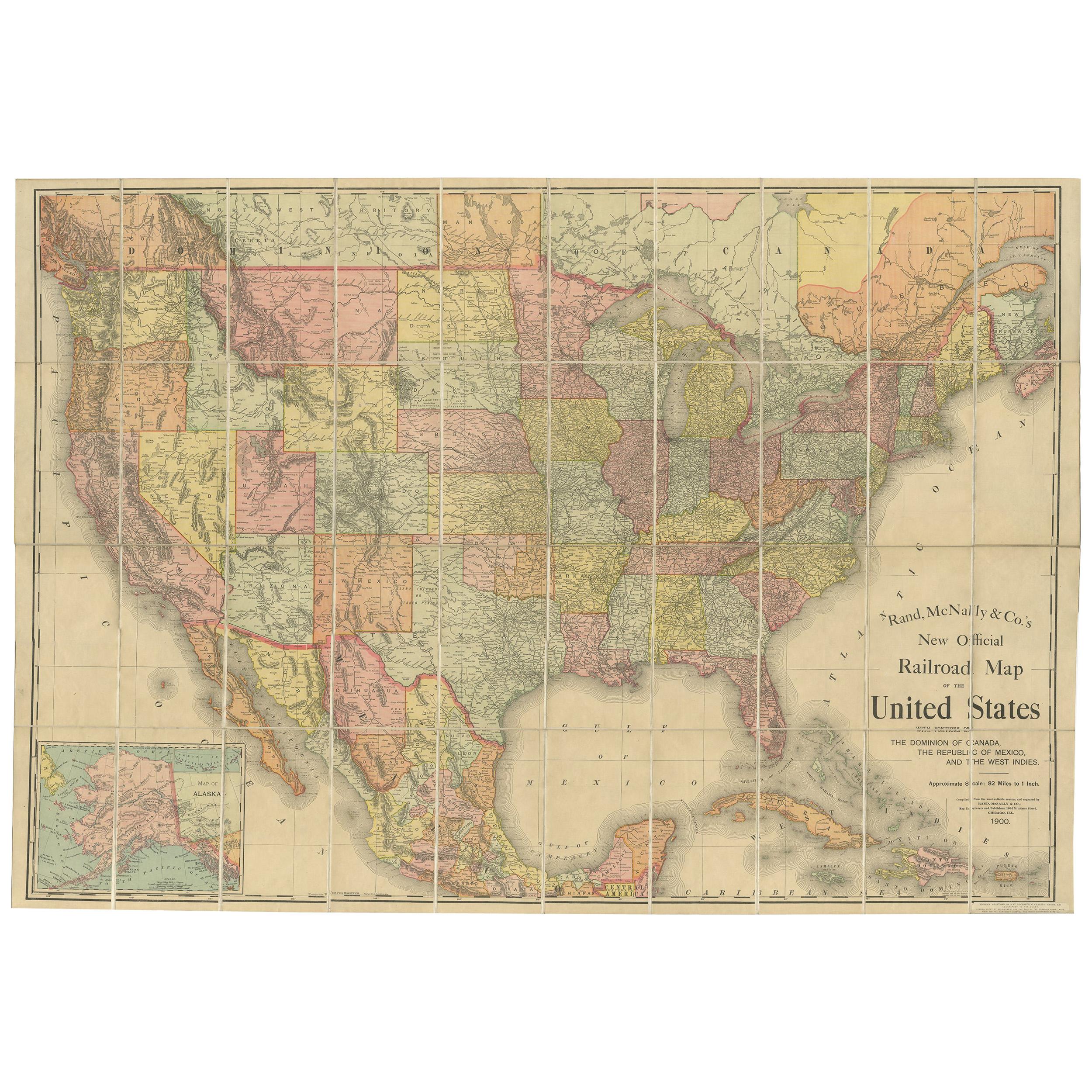 Vintage American Railroad Map 1875