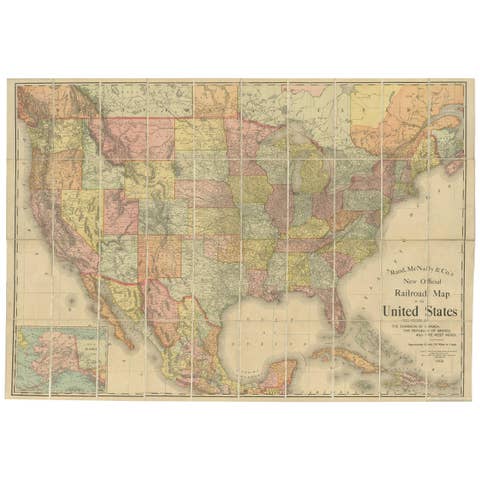 Antique Railroad Map of the United States by Rand, McNally & Co, 1900