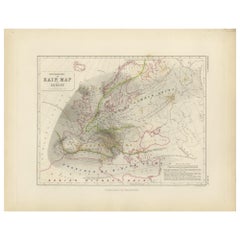 Carte de la pluie ancienne d'Europe par Johnston '1850'