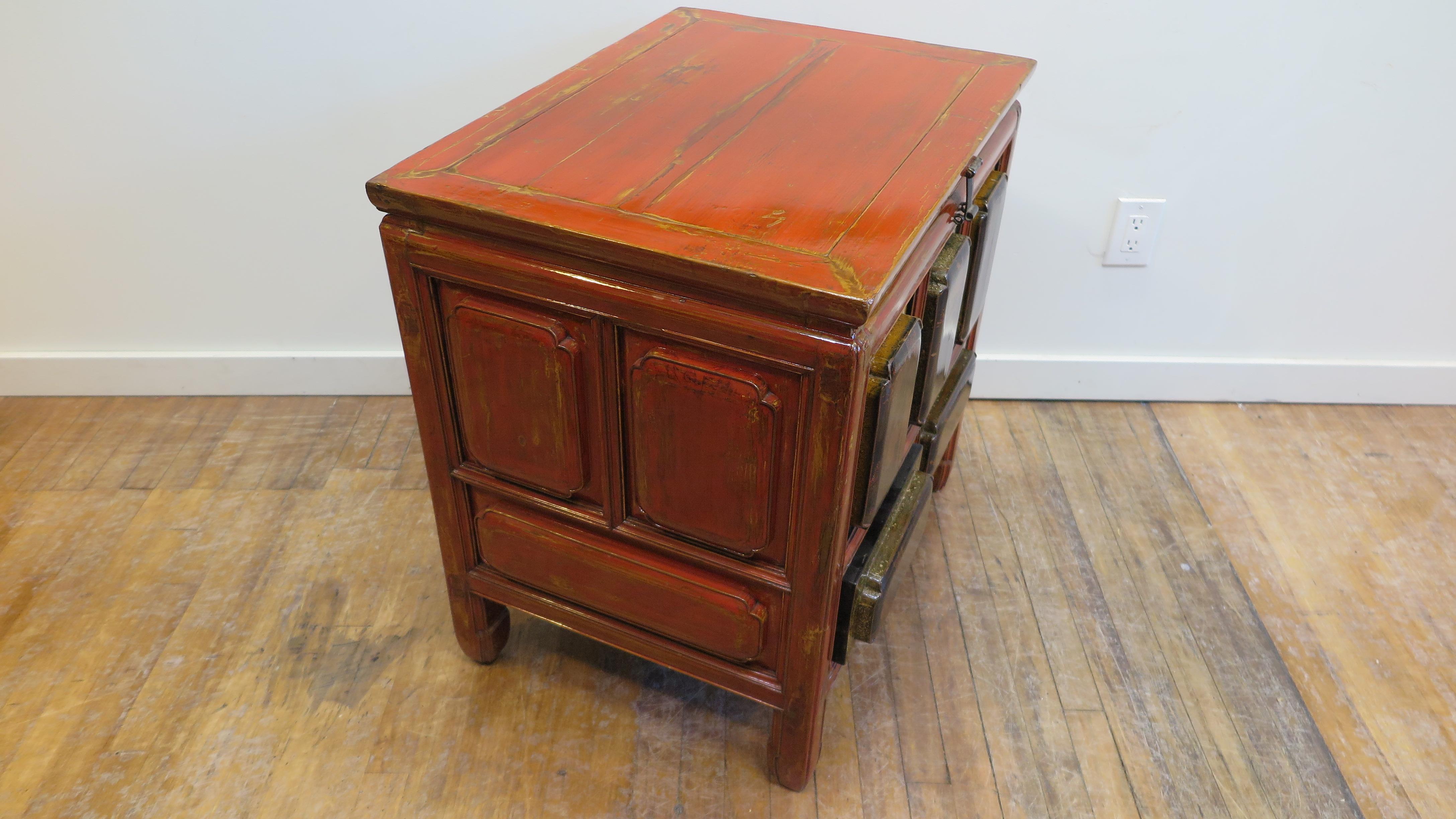 Chinese Antique Raised Panel Chest with Drawers For Sale