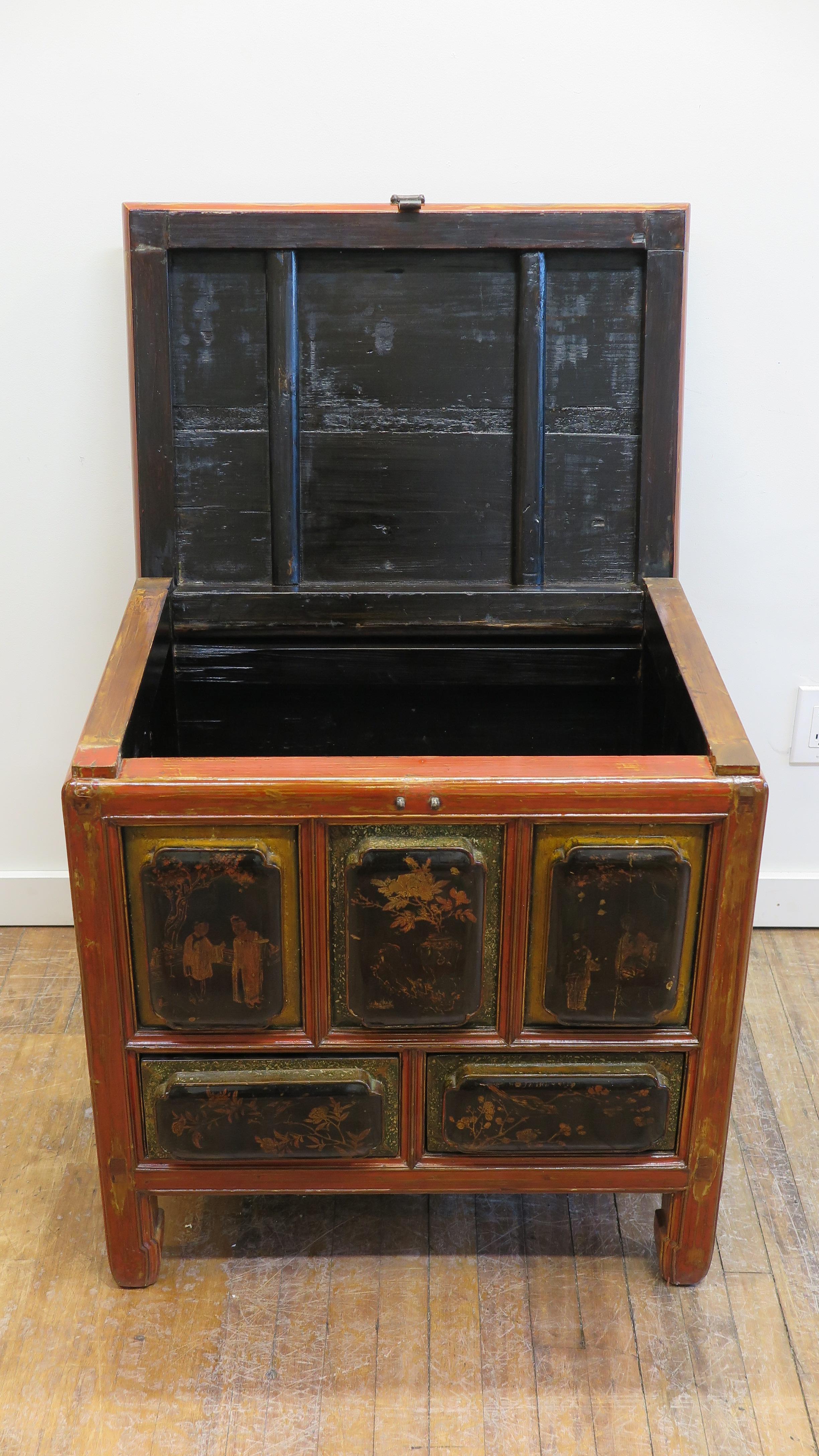 Antique Raised Panel Chest with Drawers For Sale 1