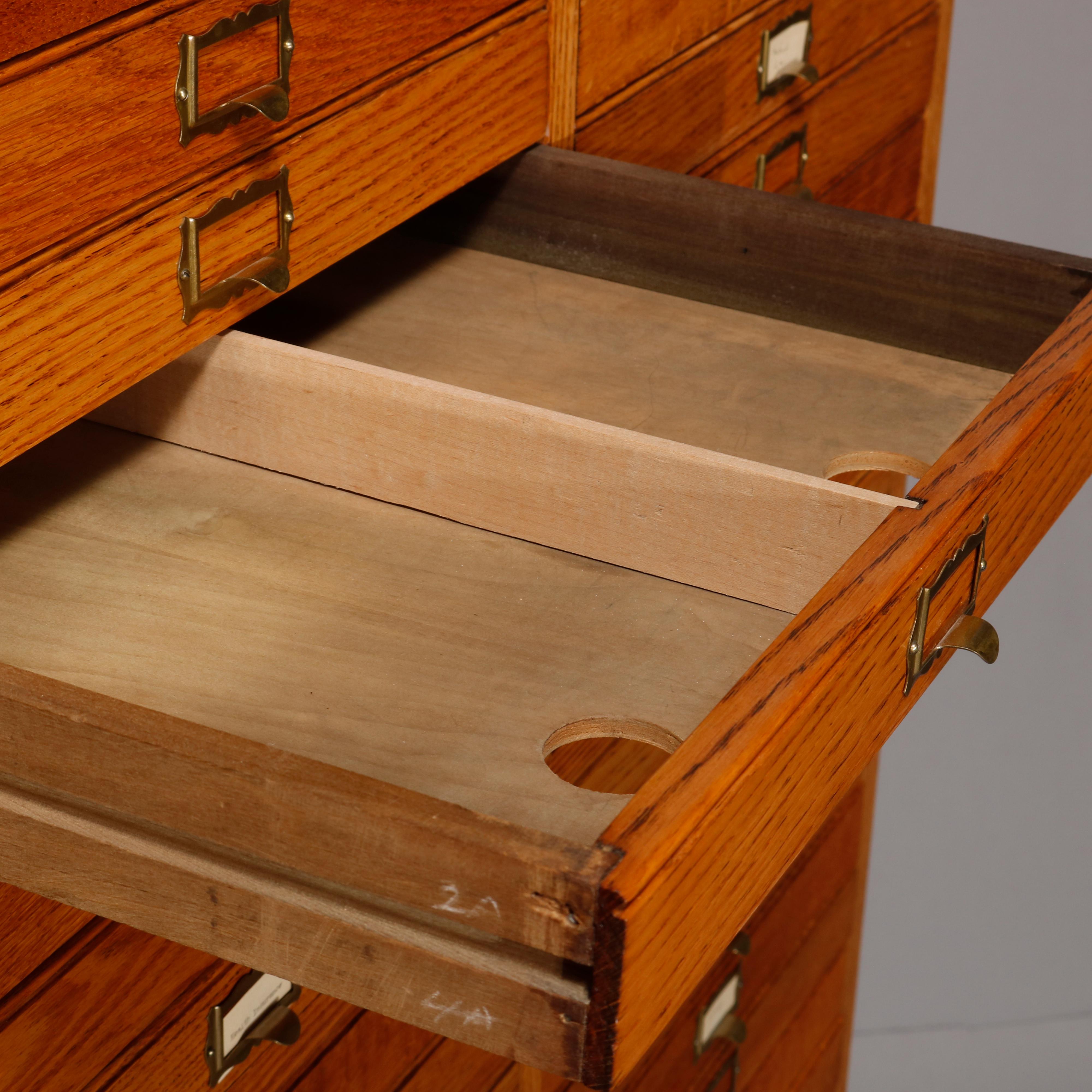 Antique Raised Panel Oak 40-Drawer File Cabinet, 20th Century 6