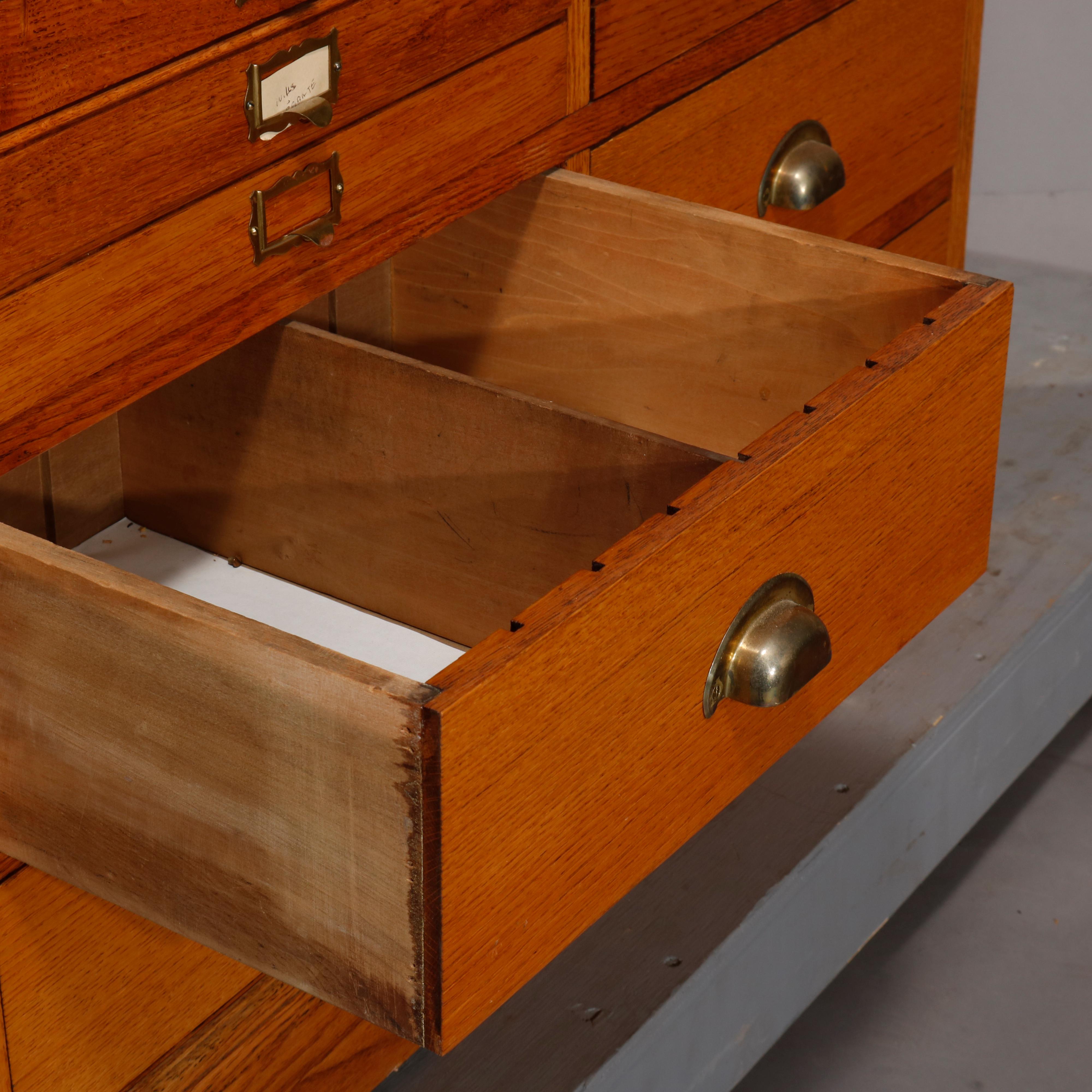 Antique Raised Panel Oak 40-Drawer File Cabinet, 20th Century 7