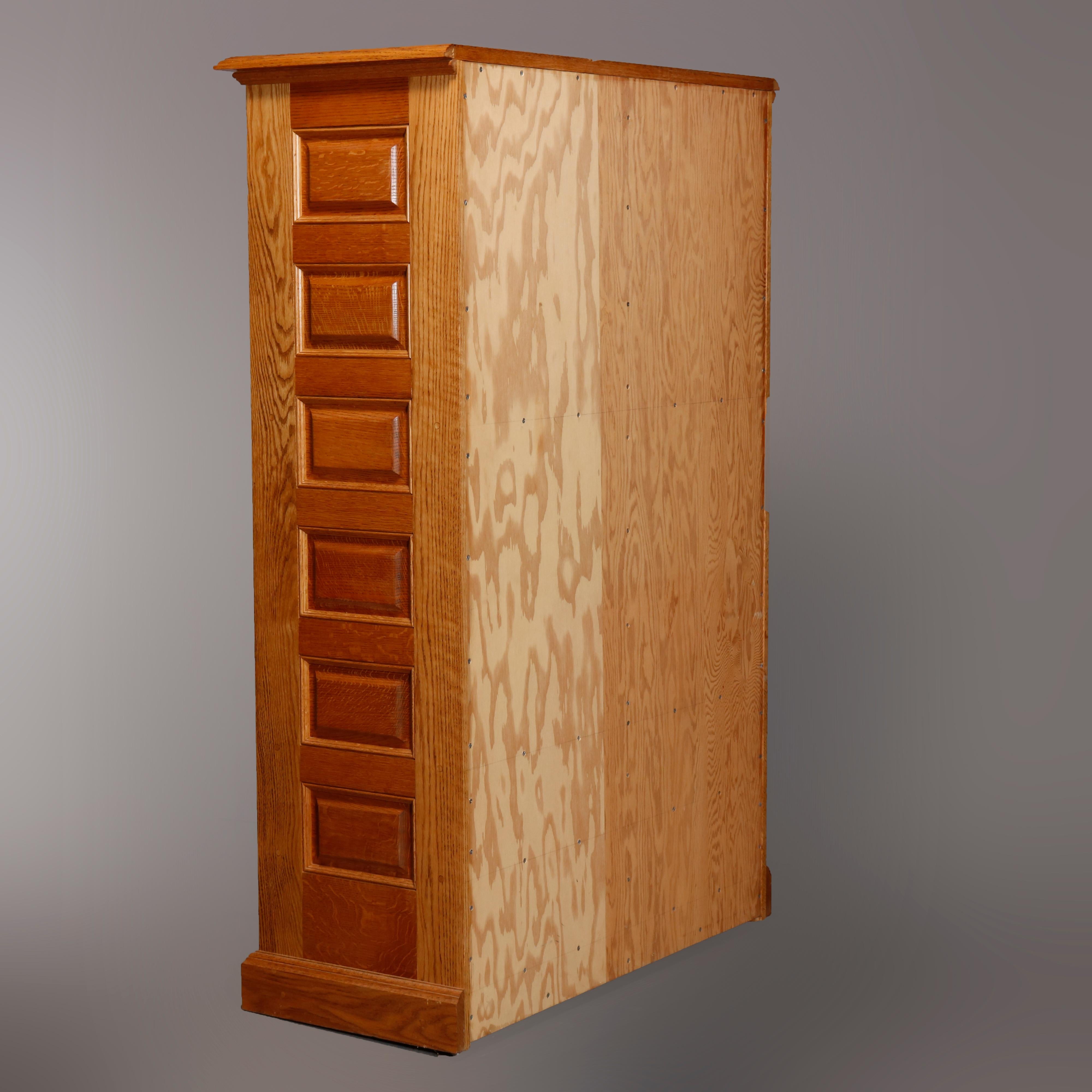 American Antique Raised Panel Oak 40-Drawer File Cabinet, 20th Century